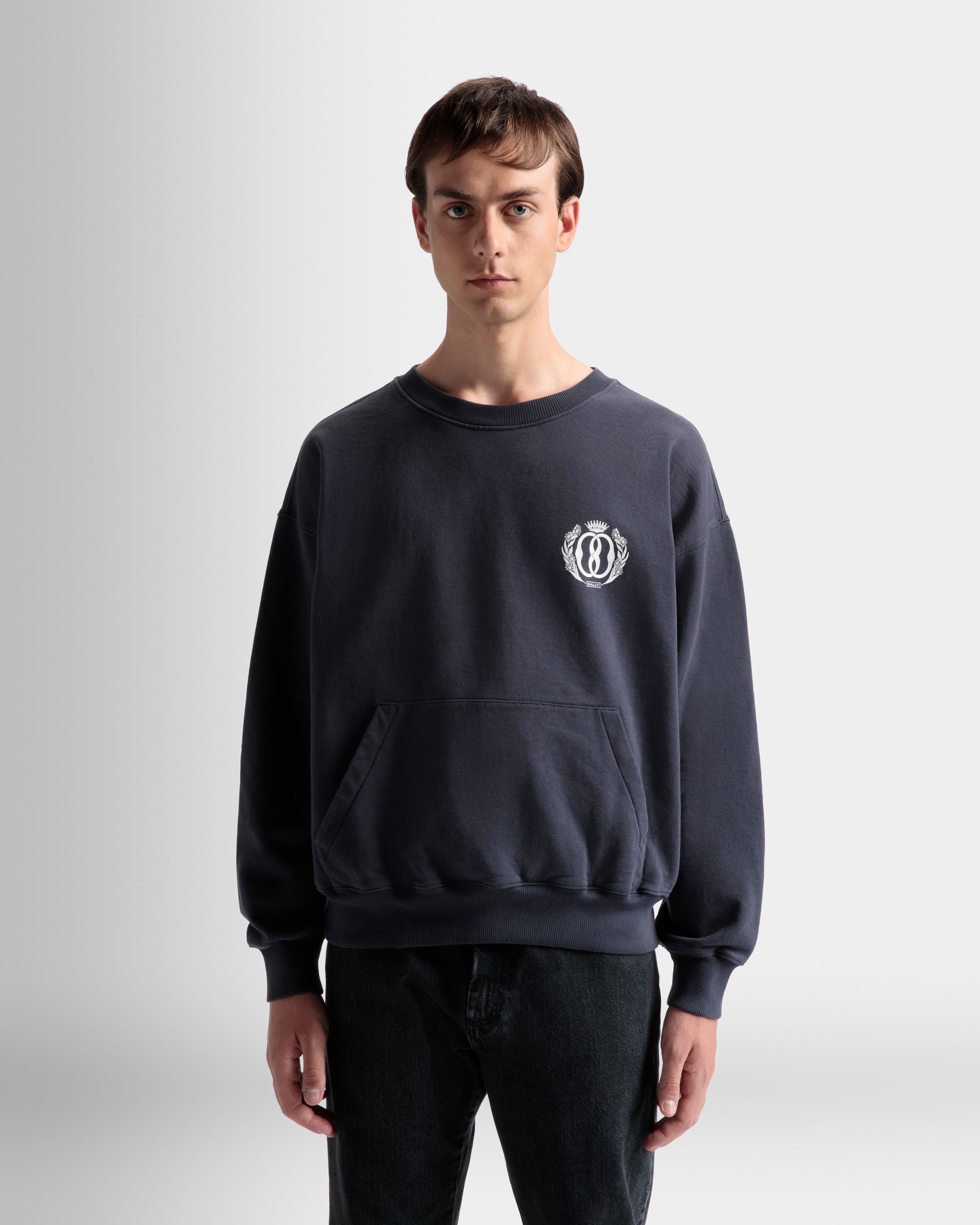 Pocket Sweatshirt In Midnight Cotton - Men's - Bally - 03