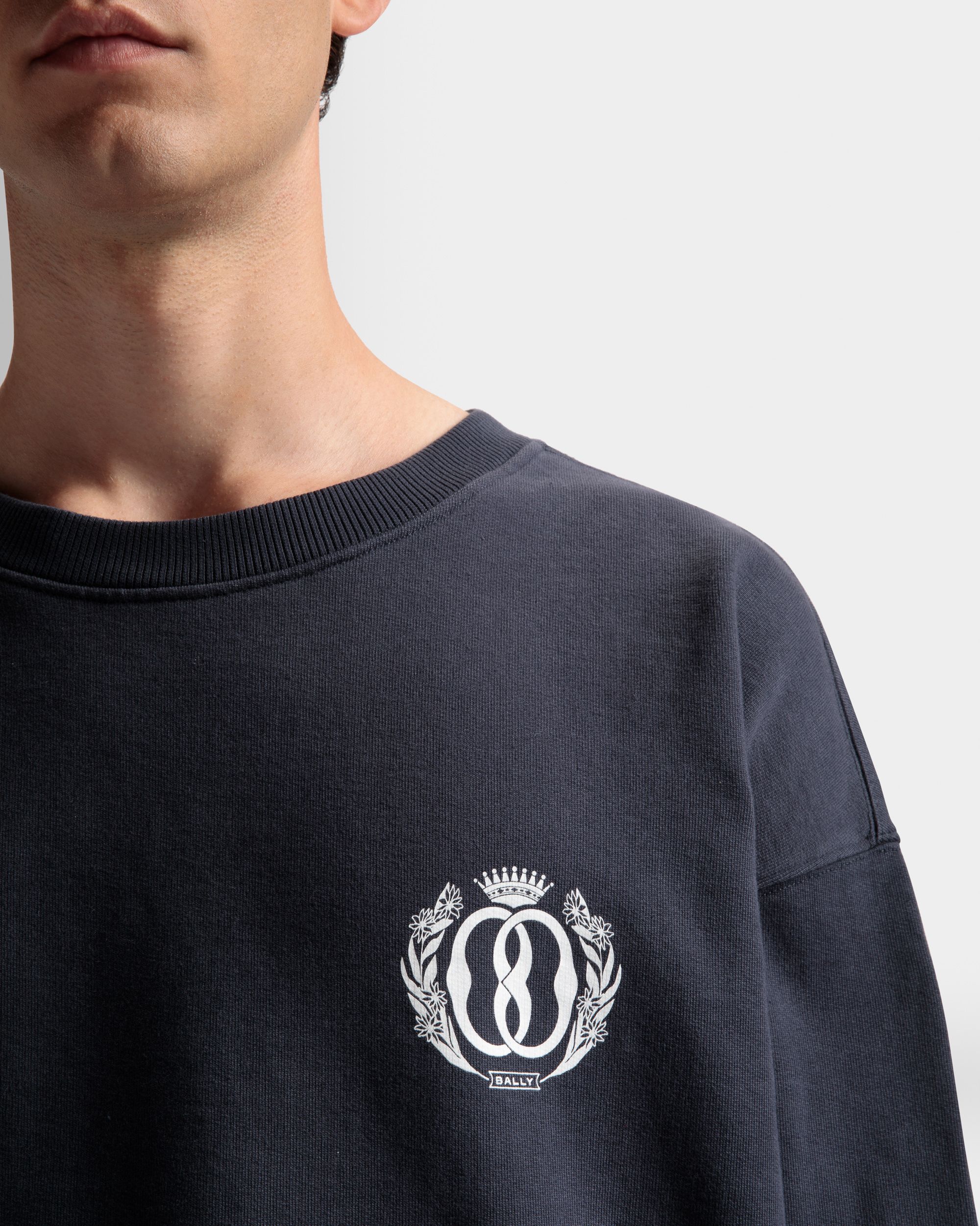 Pocket Sweatshirt In Midnight Cotton - Men's - Bally - 04