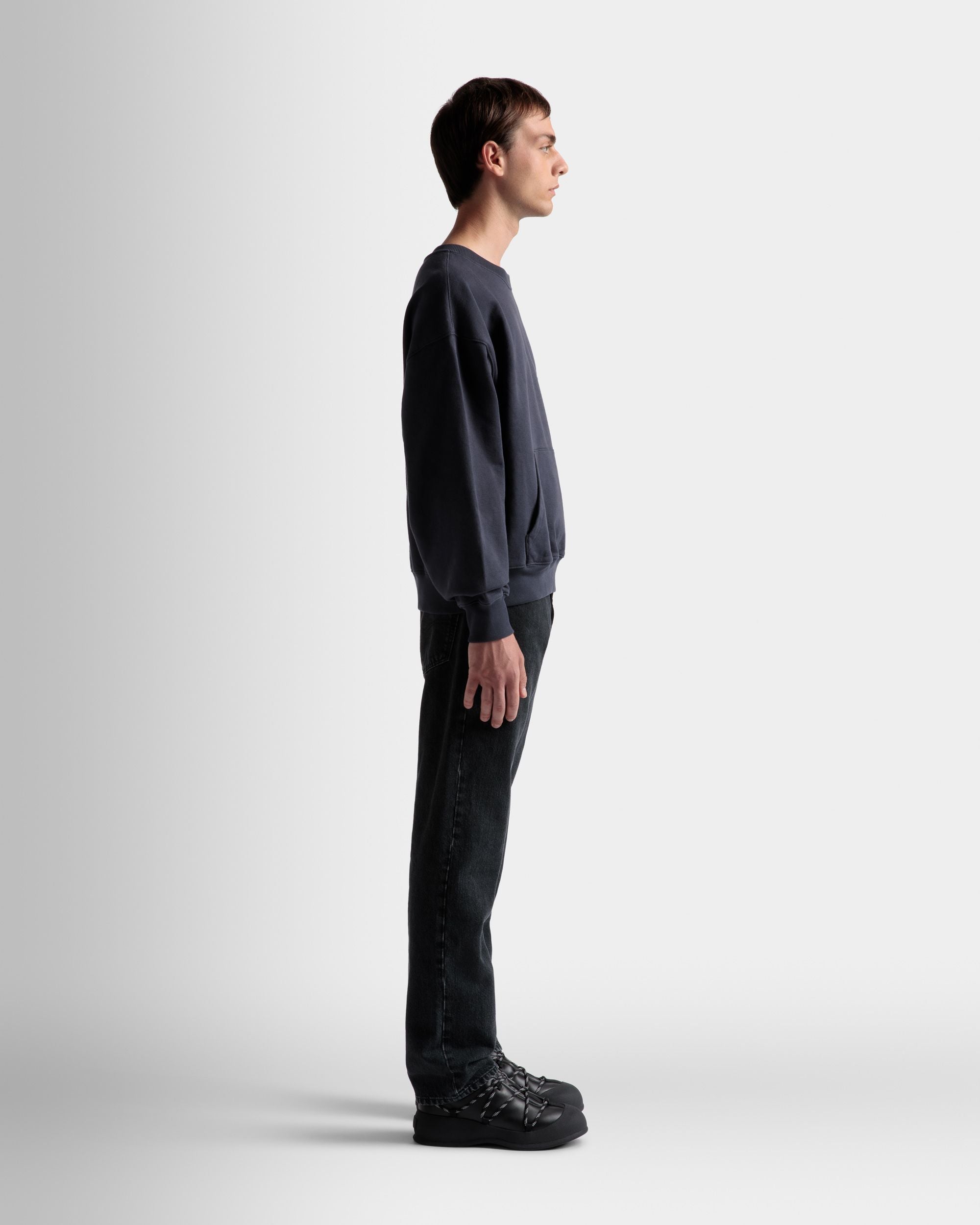 Pocket Sweatshirt In Midnight Cotton - Men's - Bally - 05