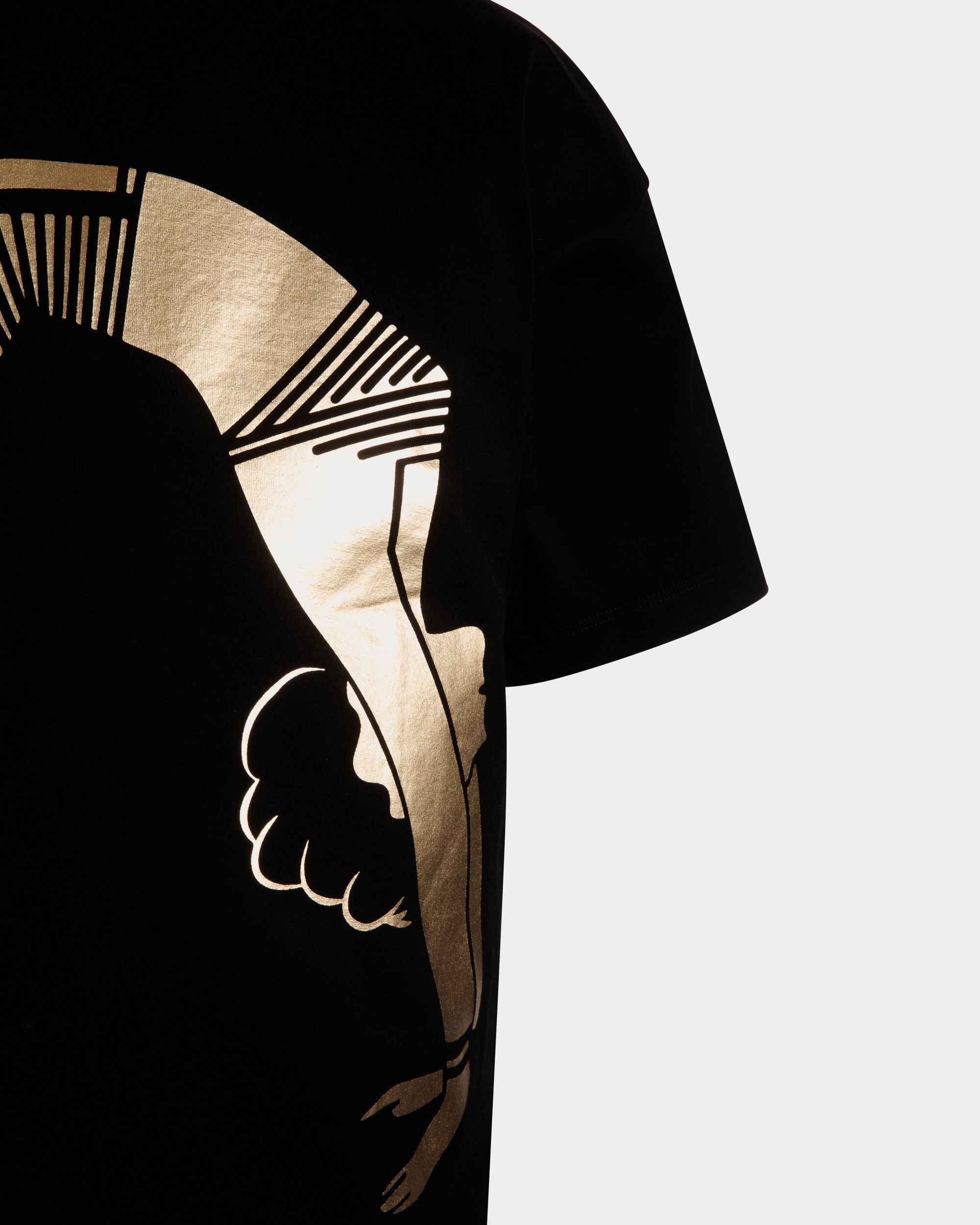 Camiseta De Algodón Negro Con Estampado - Hombre - Bally - 02