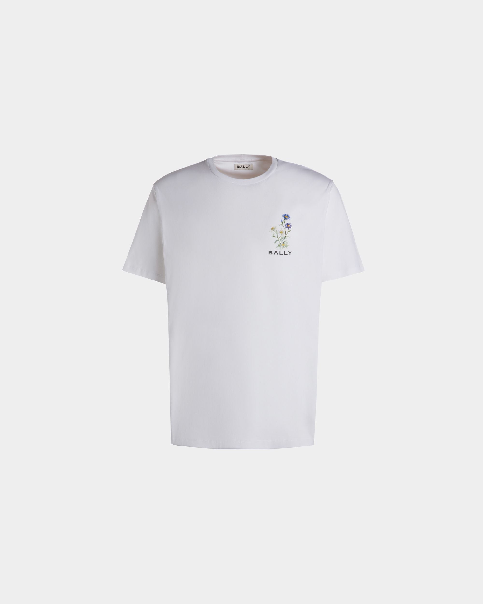 Camiseta Con Estampado Mountain Flower De Algodón Blanco - Hombre - Bally - 01