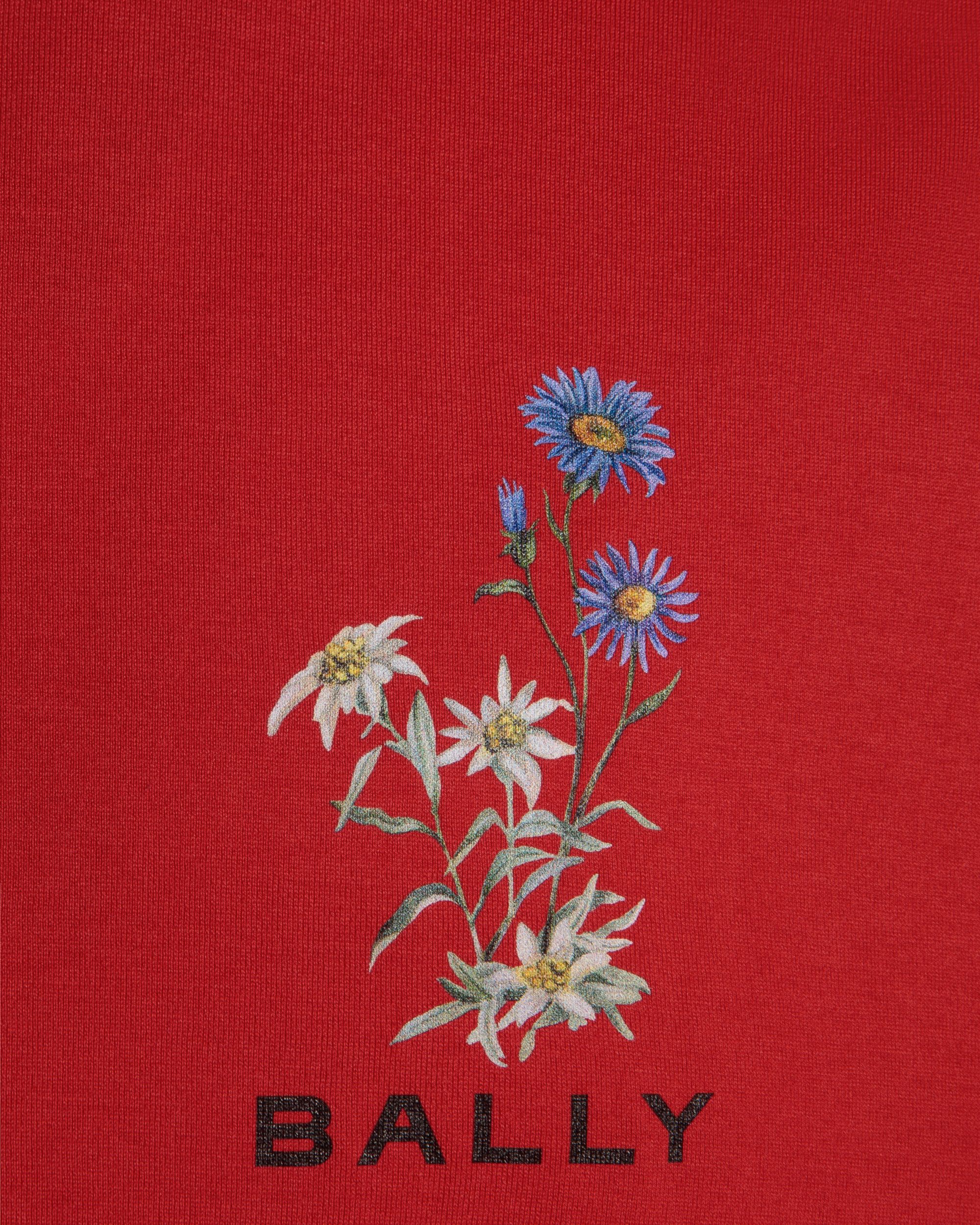 T-Shirt With Mountain Flower Print In Candy Red Cotton - Men's - Bally - 02
