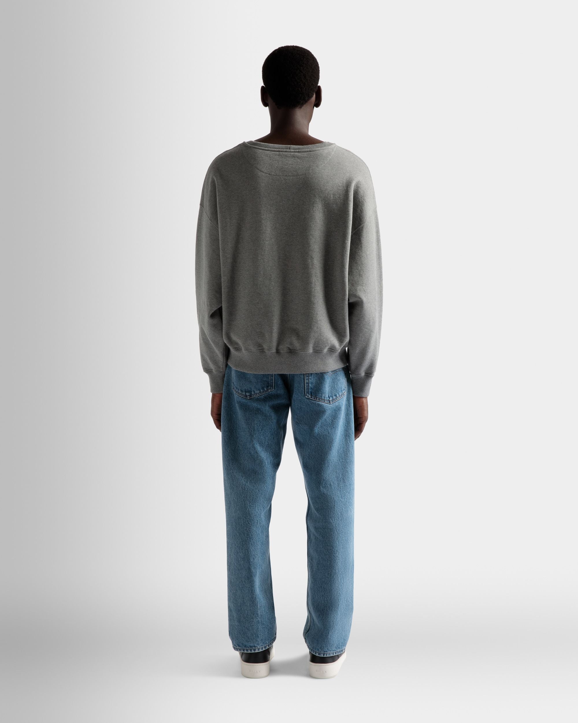 Sudadera Estampada De Algodón En Gris Jaspeado - Hombre - Bally - 06