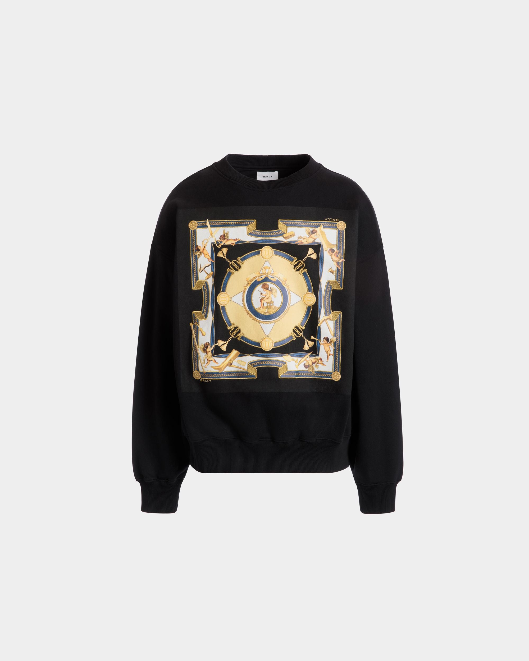 Sudadera De Algodón Negro Con Estampado - Hombre - Bally - 01