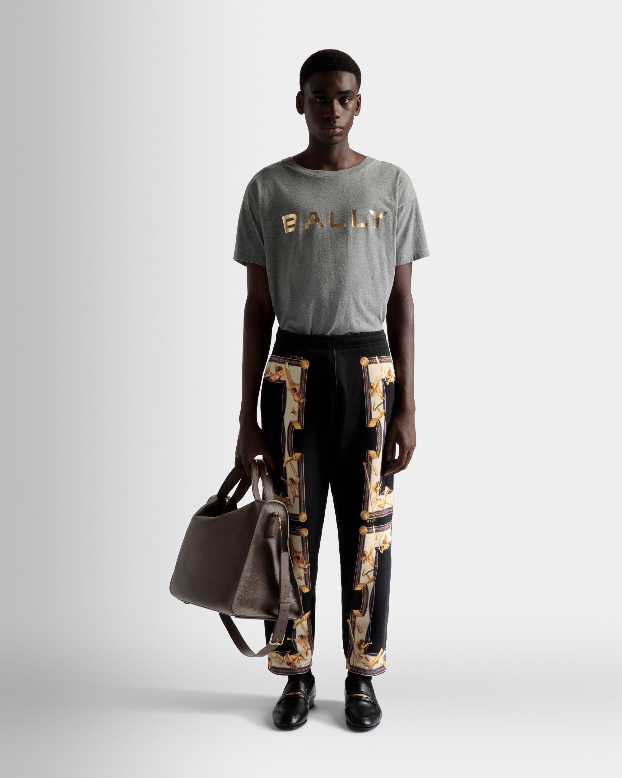 Pantalones De Chándal Estampados De Algodón En Negro - Hombre - Bally - 02