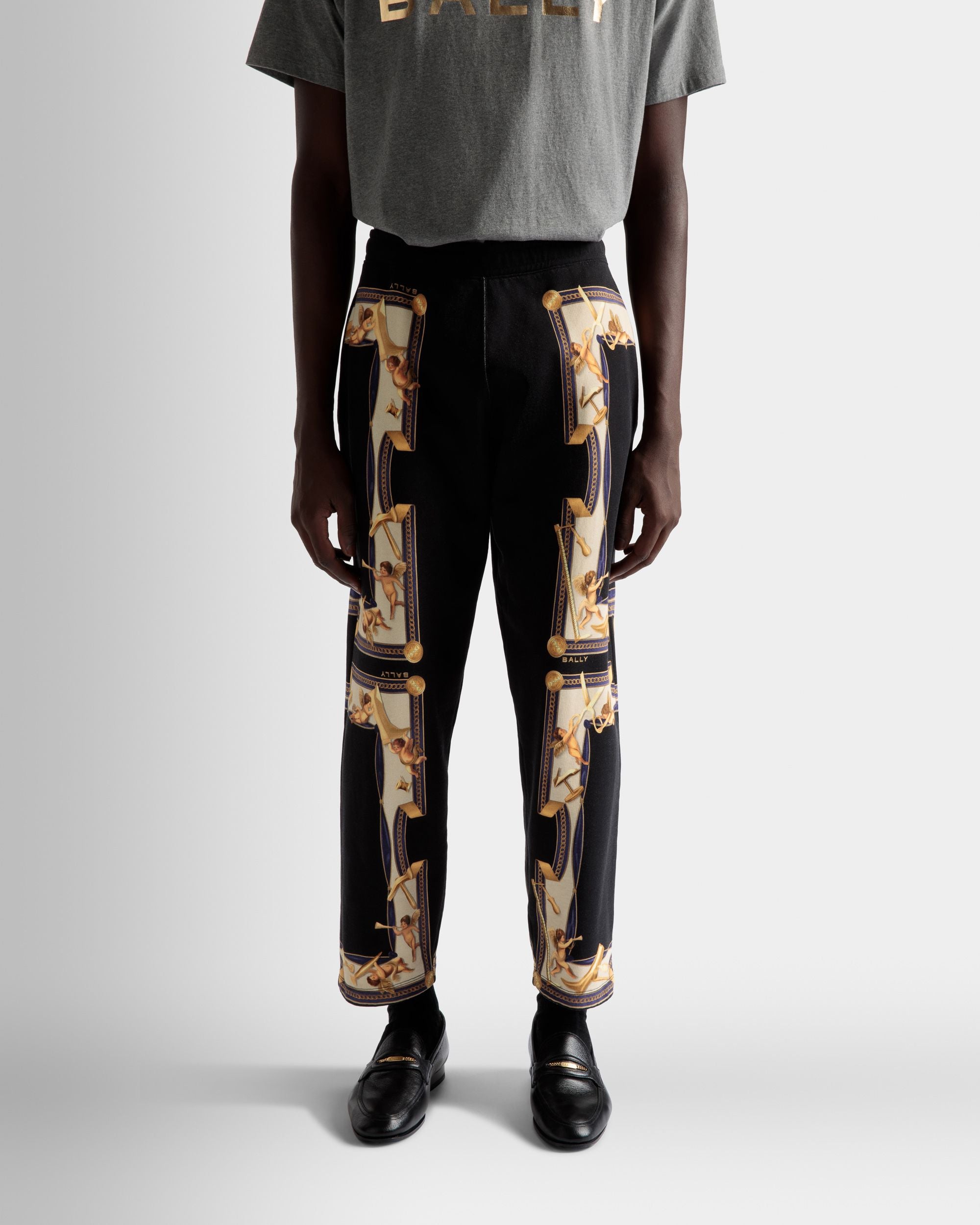 Pantalones De Chándal Estampados De Algodón En Negro - Hombre - Bally - 03