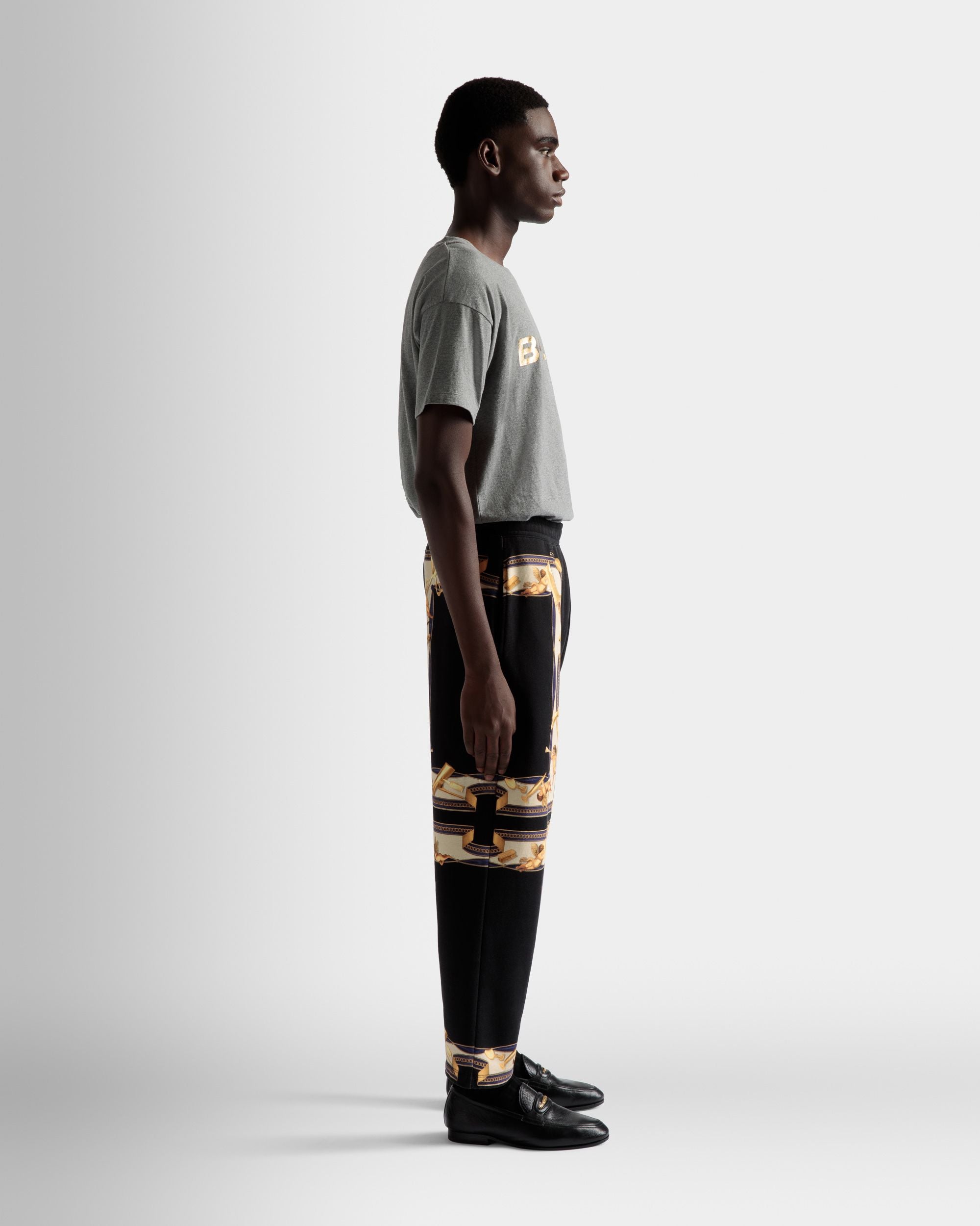 Pantalones De Chándal Estampados De Algodón En Negro - Hombre - Bally - 05