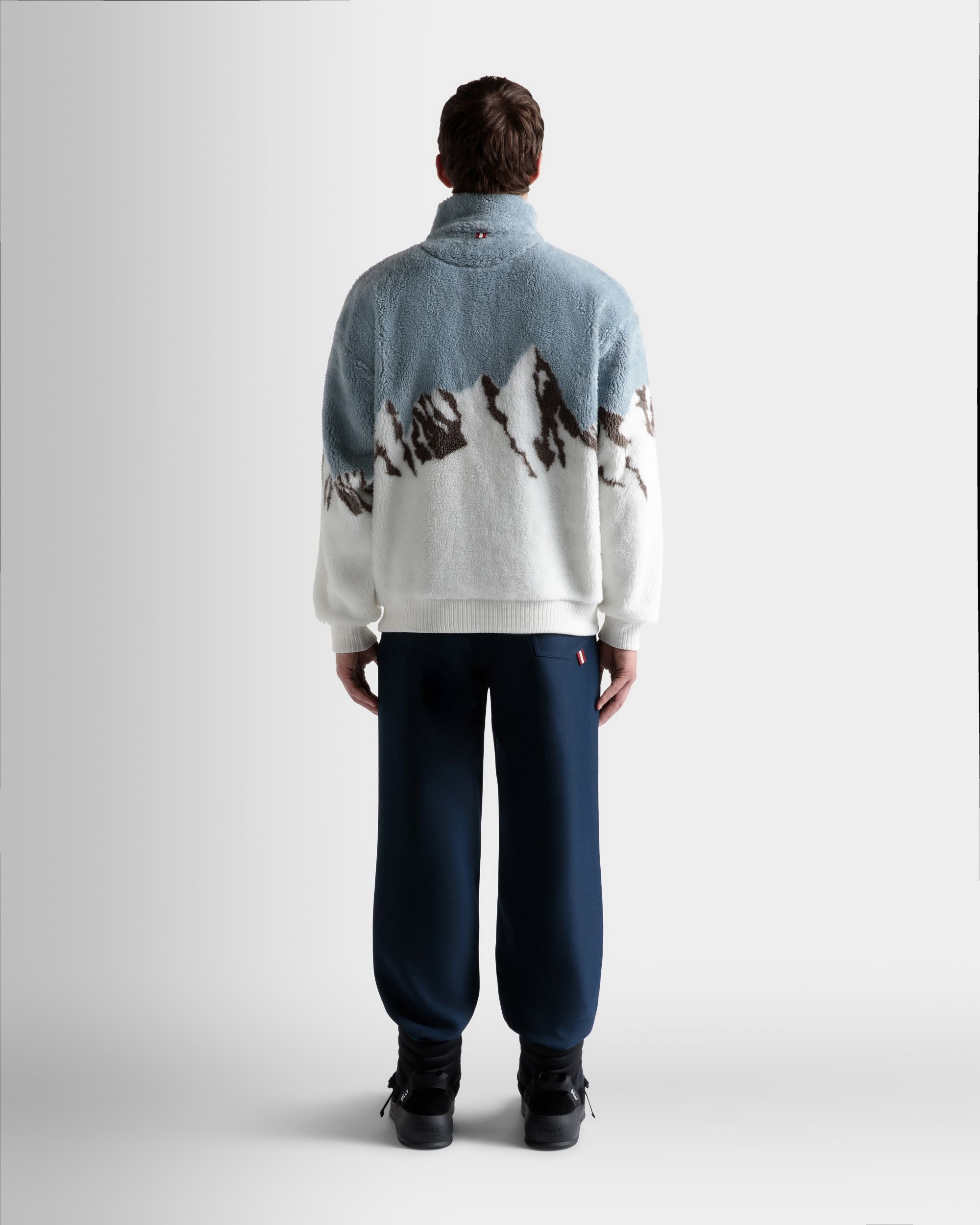 Sweatshirt In Light Blue And White Sherpa Fleece - Men's - Bally - 06