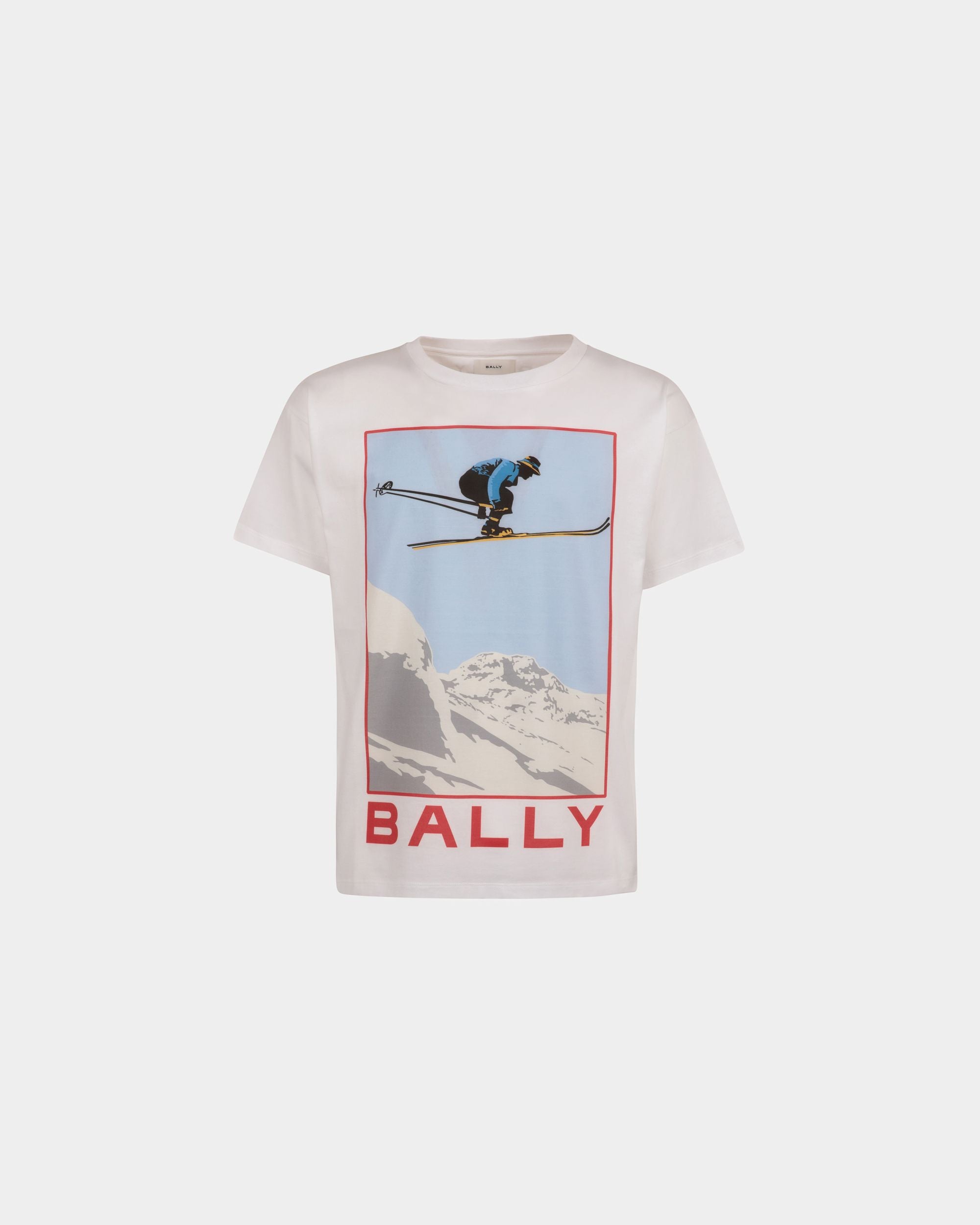 T-Shirt In White Cotton With Print - Men's - Bally - 01