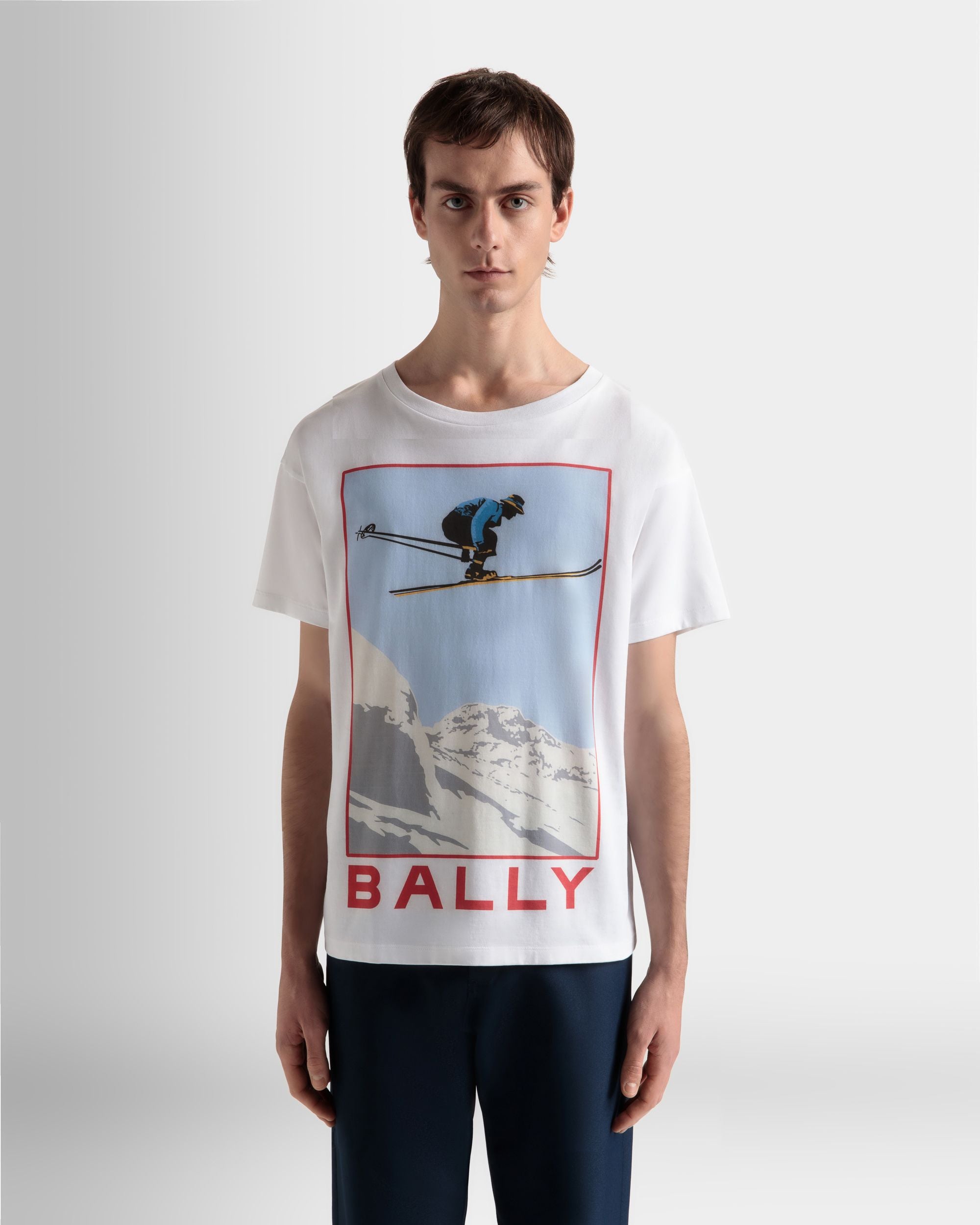 T-Shirt In White Cotton With Print - Men's - Bally - 03