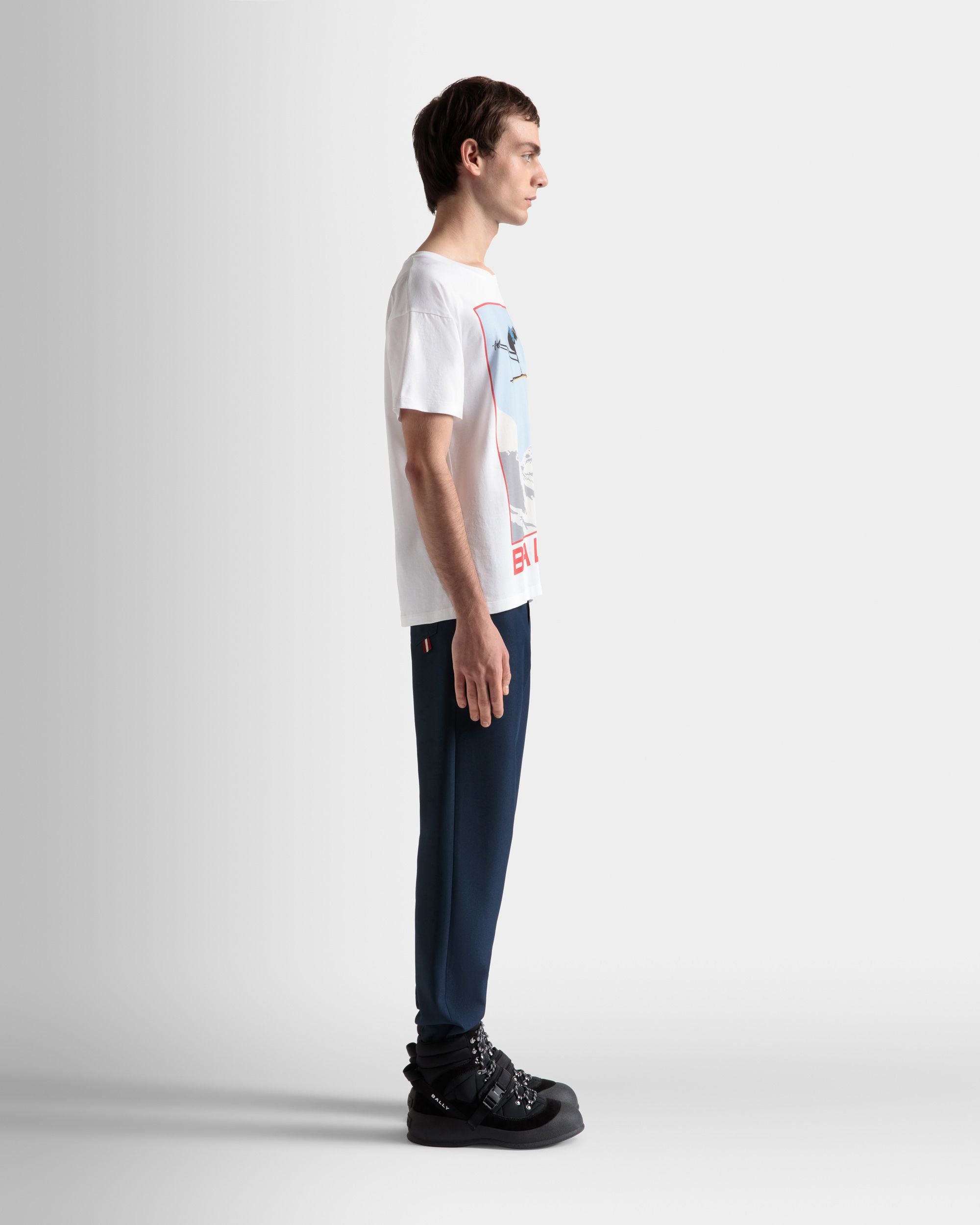 T-Shirt In White Cotton With Print - Men's - Bally - 05