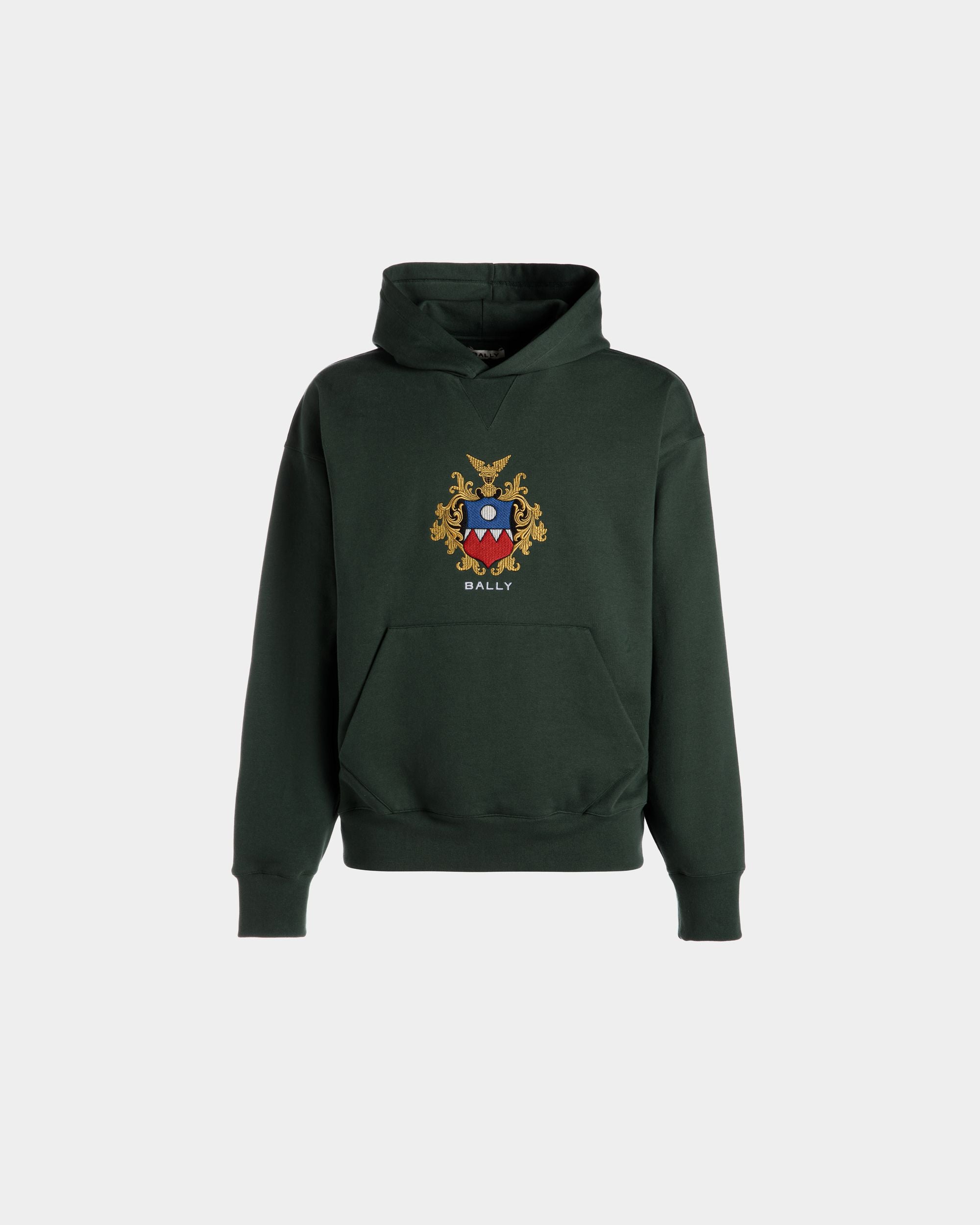 Sudadera Con Capucha De Algodón Bottle Green Con Logo Bally Crest - Hombre - Bally - 01