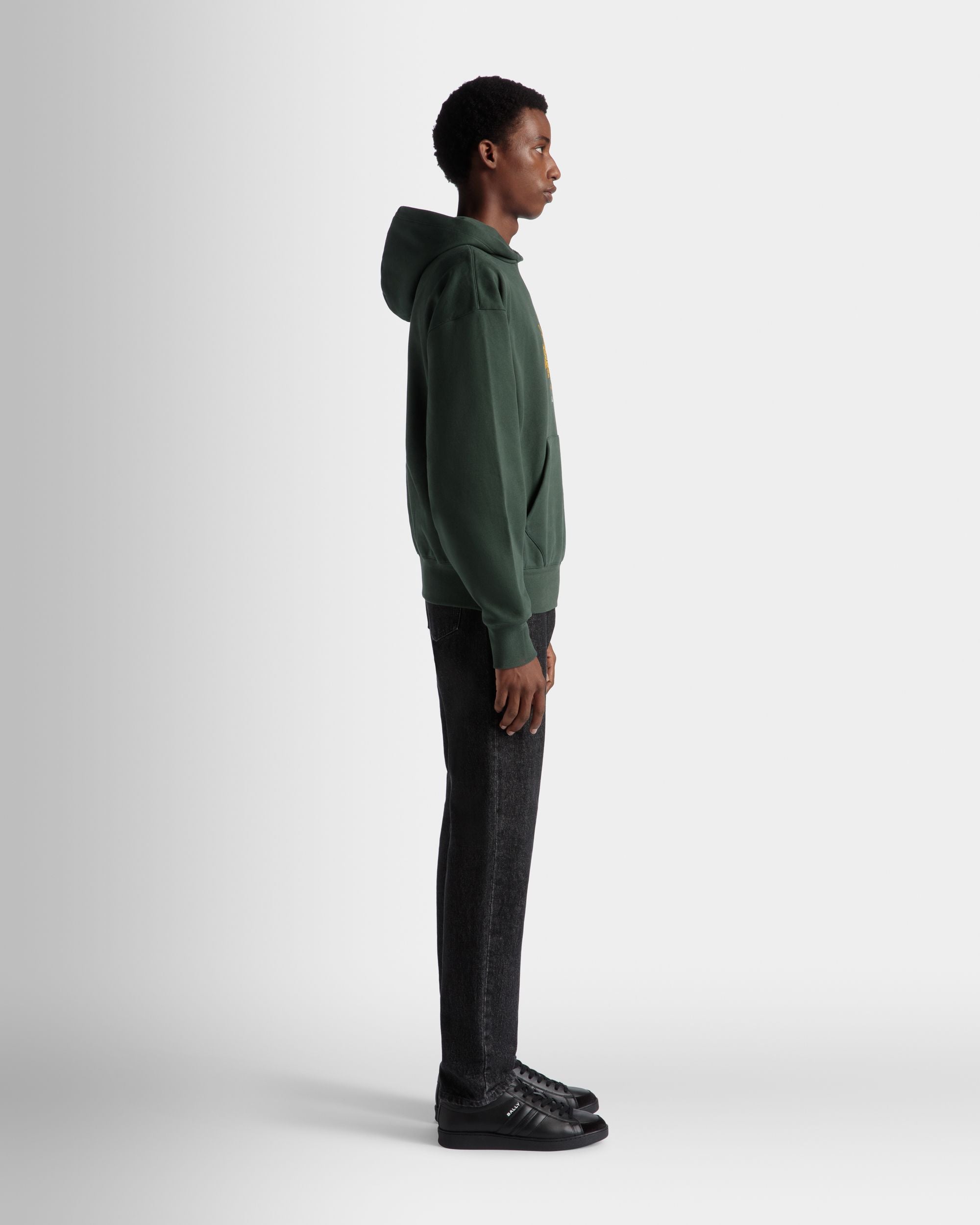 Sudadera Con Capucha De Algodón Bottle Green Con Logo Bally Crest - Hombre - Bally - 06