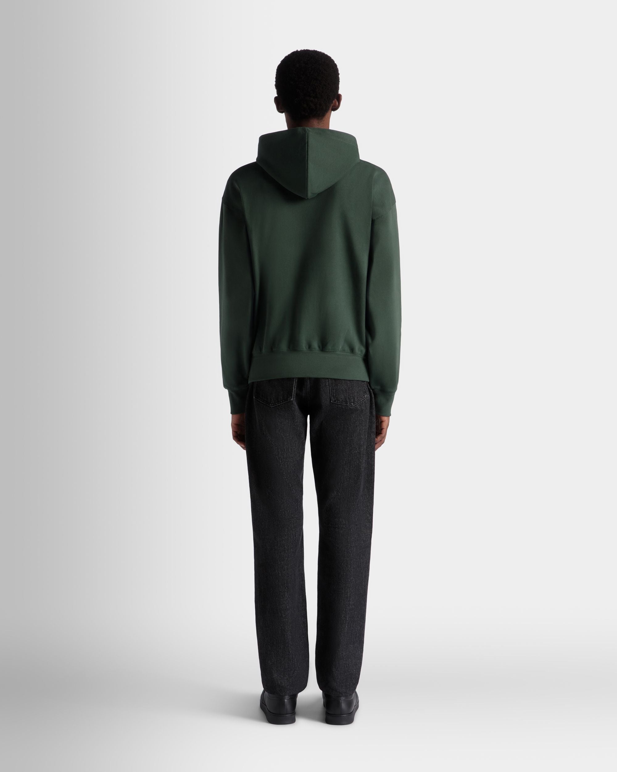 Sudadera Con Capucha De Algodón Bottle Green Con Logo Bally Crest - Hombre - Bally - 07