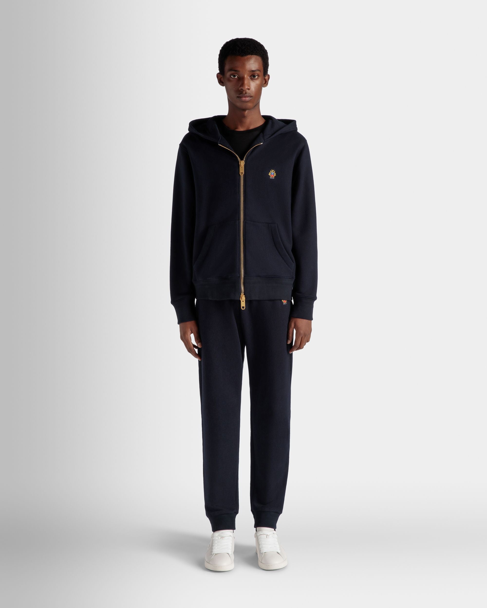 Adrien Brody Travel Collection Hoodie In Navy Blue Cashmere Blend - Men's - Bally - 02