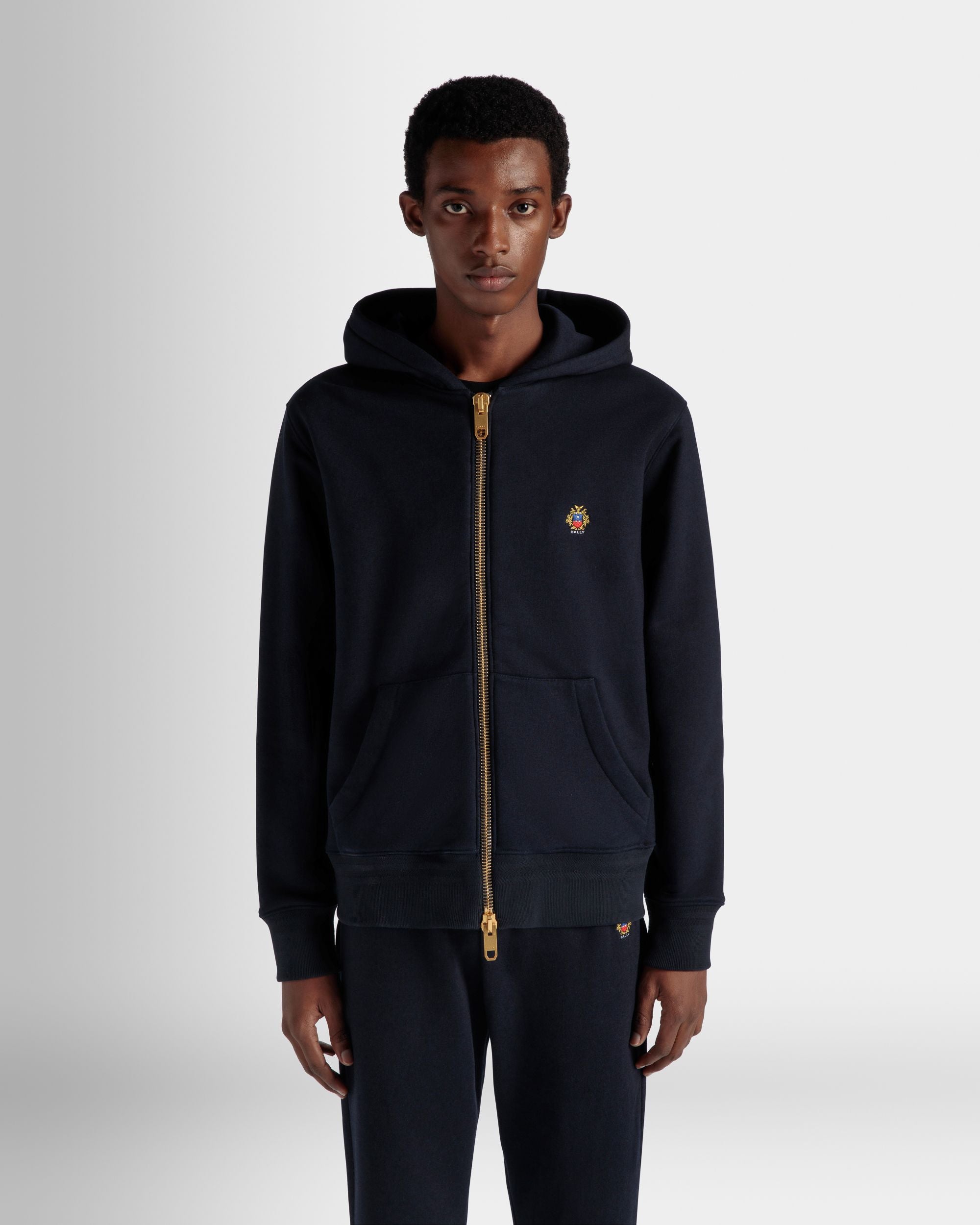 Adrien Brody Travel Collection Hoodie In Navy Blue Cashmere Blend - Men's - Bally - 03