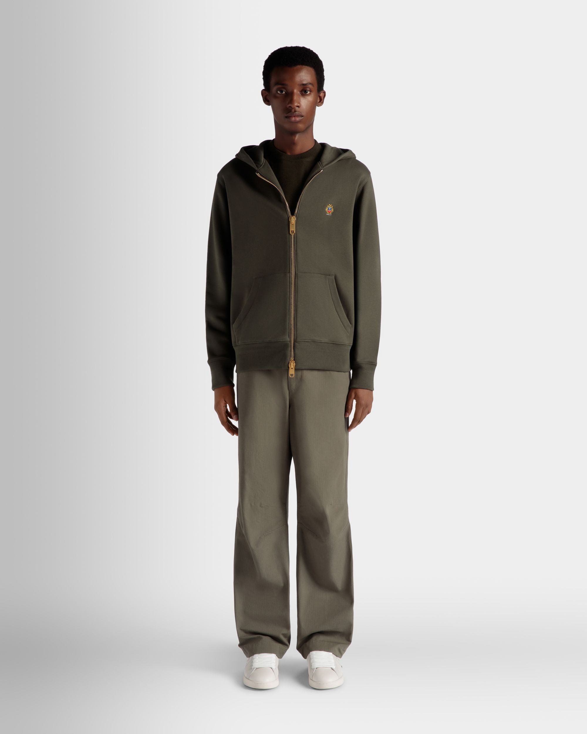 Adrien Brody Travel Collection Hoodie In Olive Green Cashmere Blend - Men's - Bally - 02