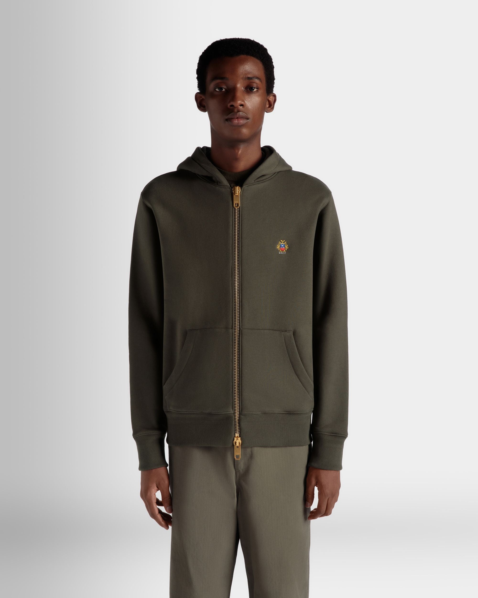 Adrien Brody Travel Collection Hoodie In Olive Green Cashmere Blend - Men's - Bally - 03