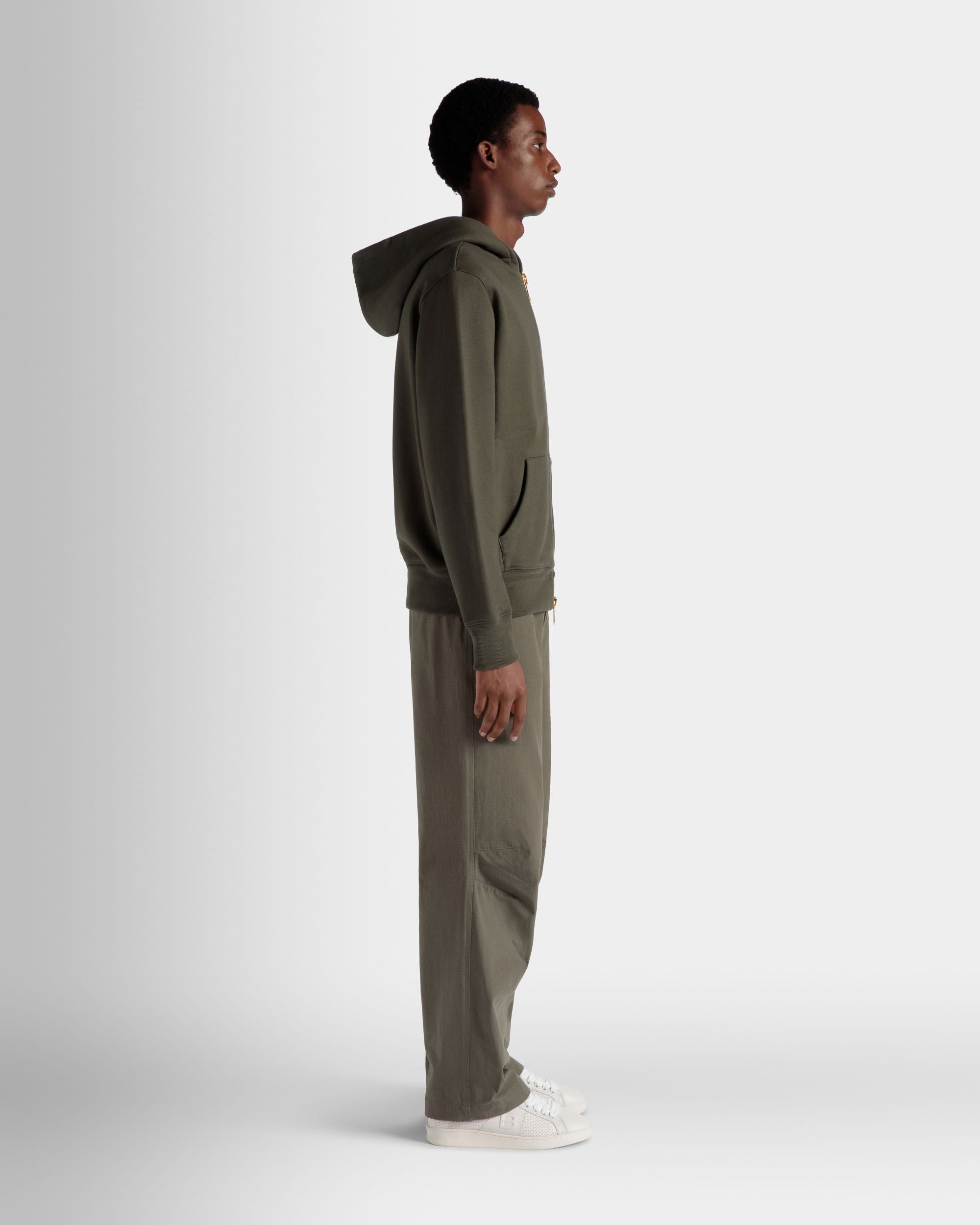 Adrien Brody Travel Collection Hoodie In Olive Green Cashmere Blend - Men's - Bally - 07