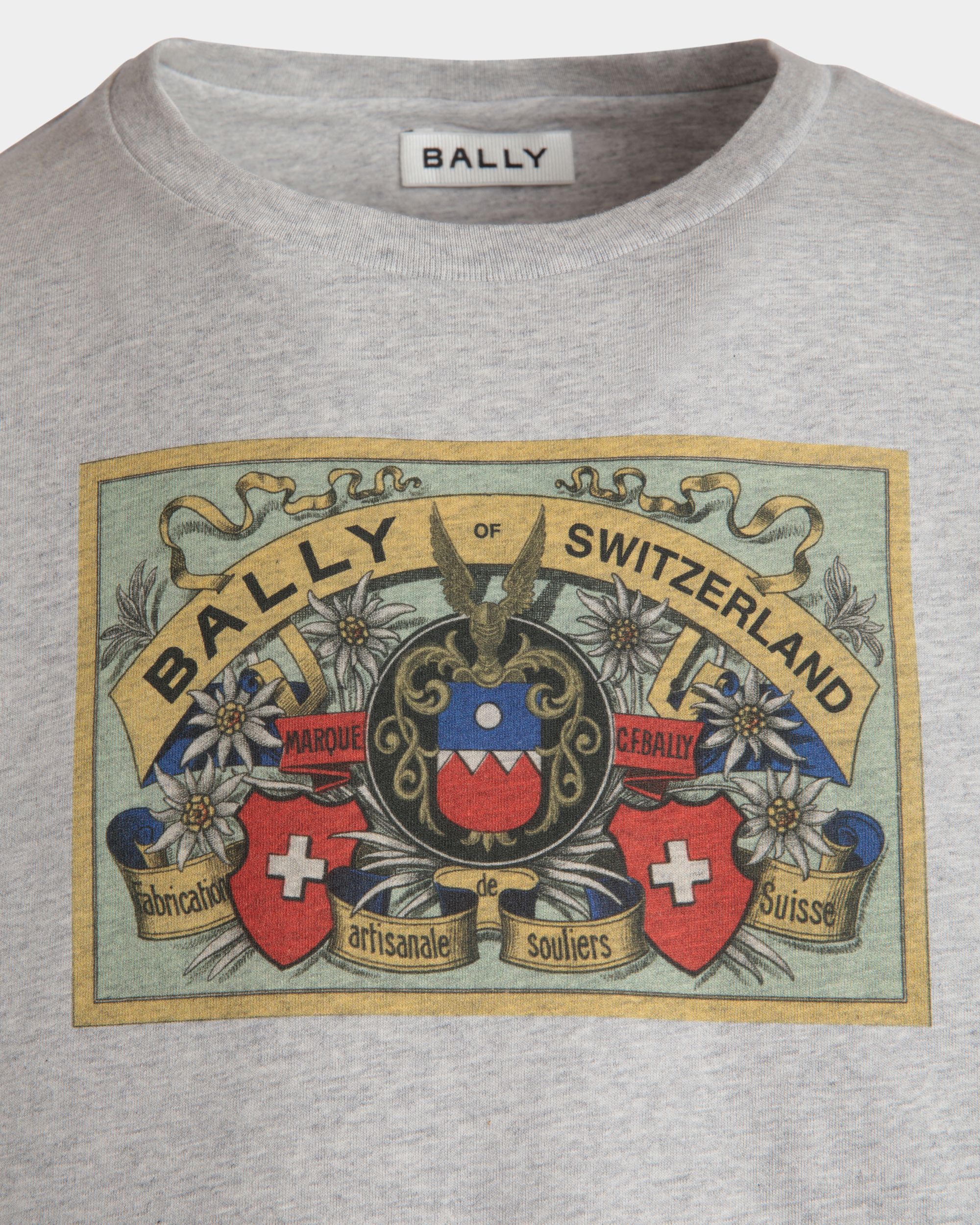 T-Shirt With Bally Crest Label In Grey Melange Cotton - Men's - Bally - 02