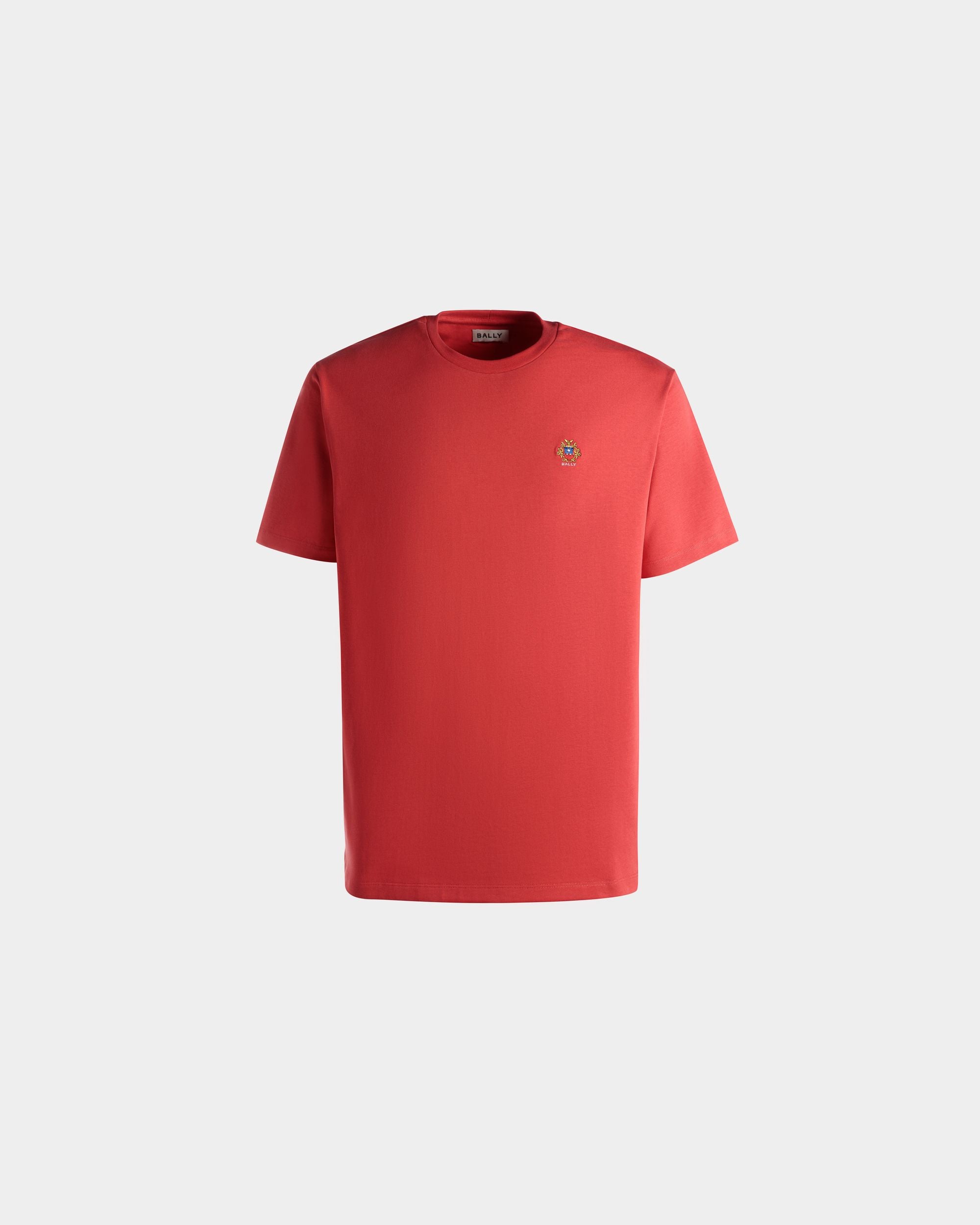 Camiseta De Algodón Rojo Con Logo Bally Crest - Hombre - Bally - 01