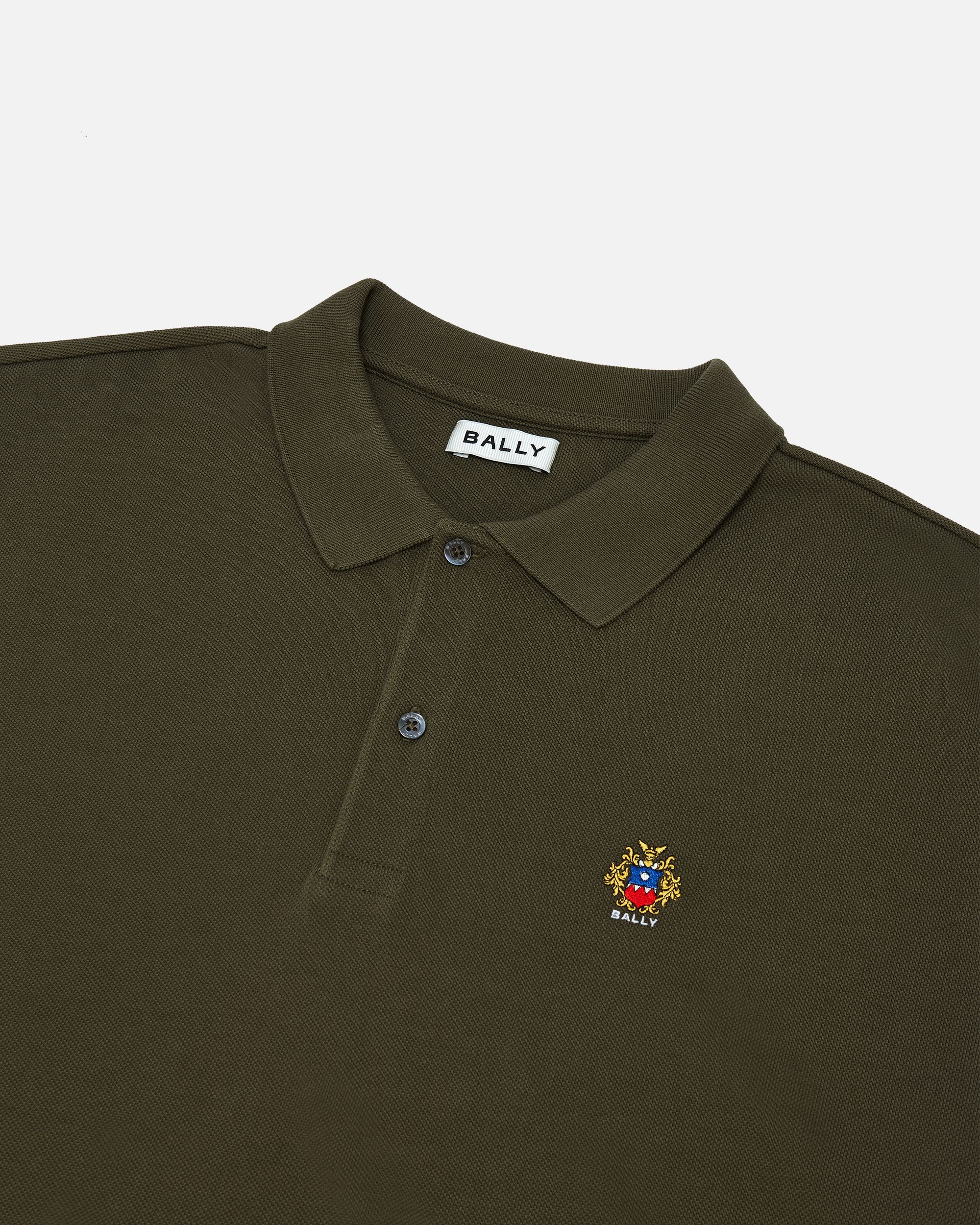 Polo Con Logo Bally Crest De Algodón Military Green - Hombre - Bally - 03