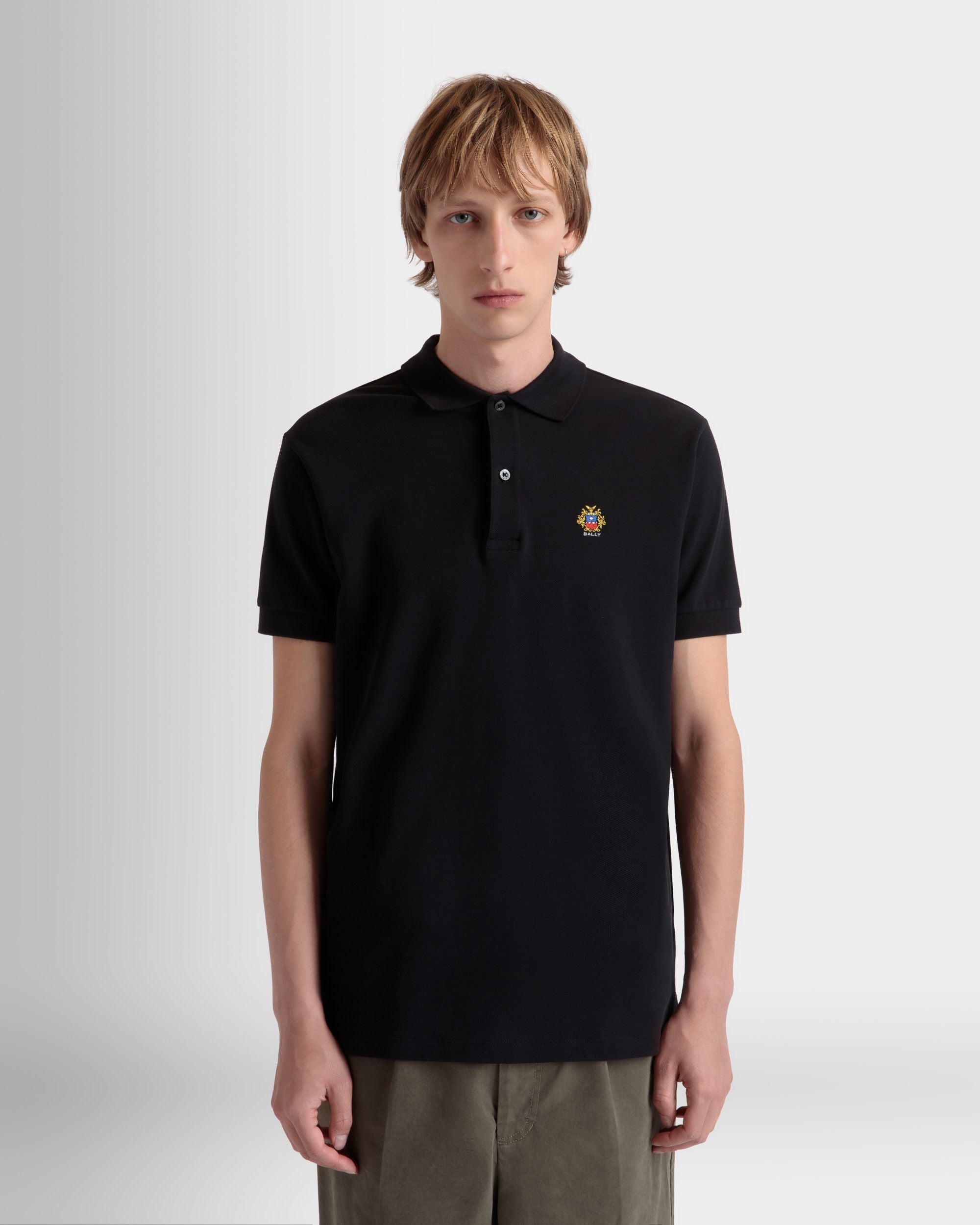 Polo With Bally Crest Logo In Black Cotton - Men's - Bally - 05