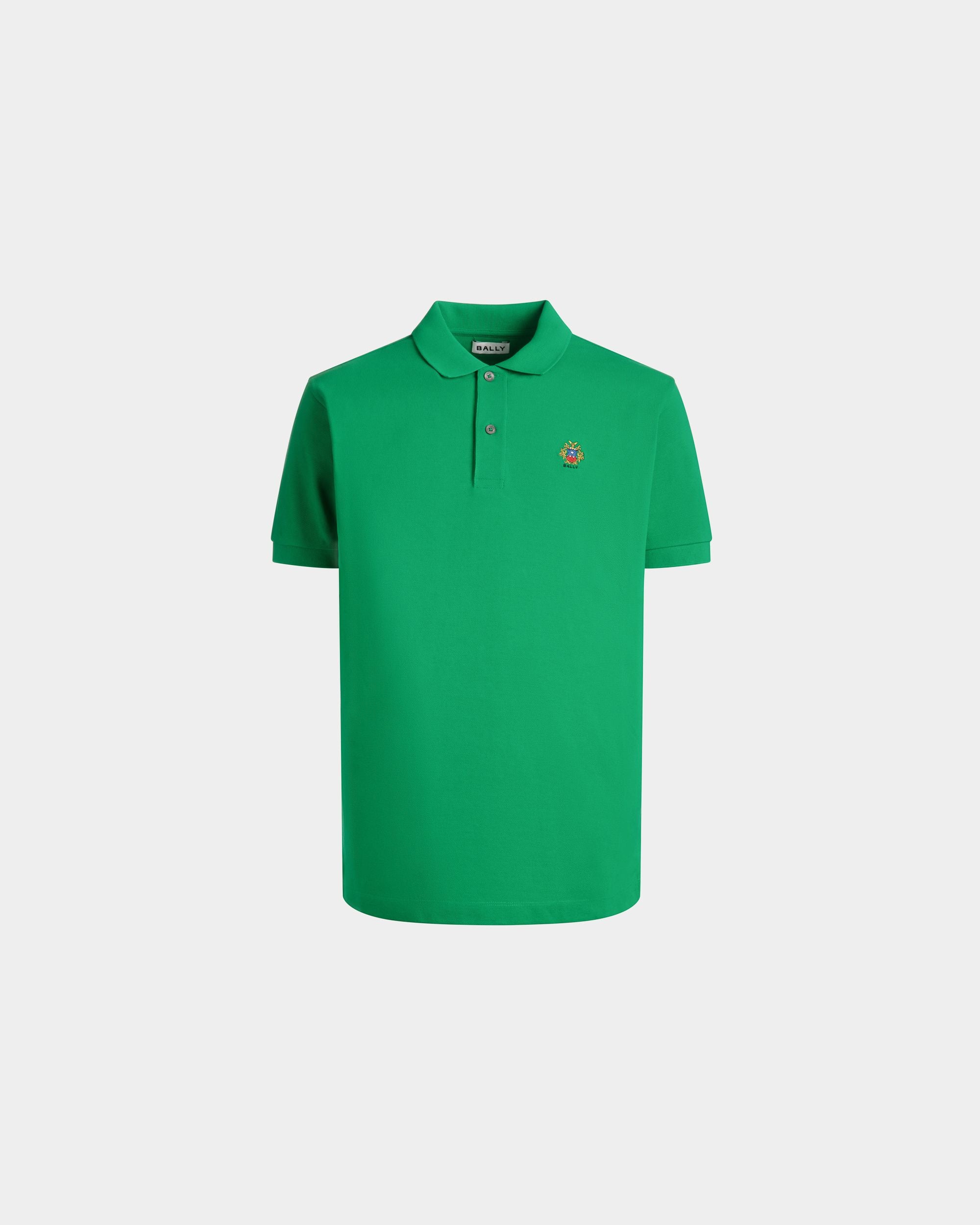Polo Shirt in Emerald Green Cotton with a Bally Crest - Men's - Bally - 01