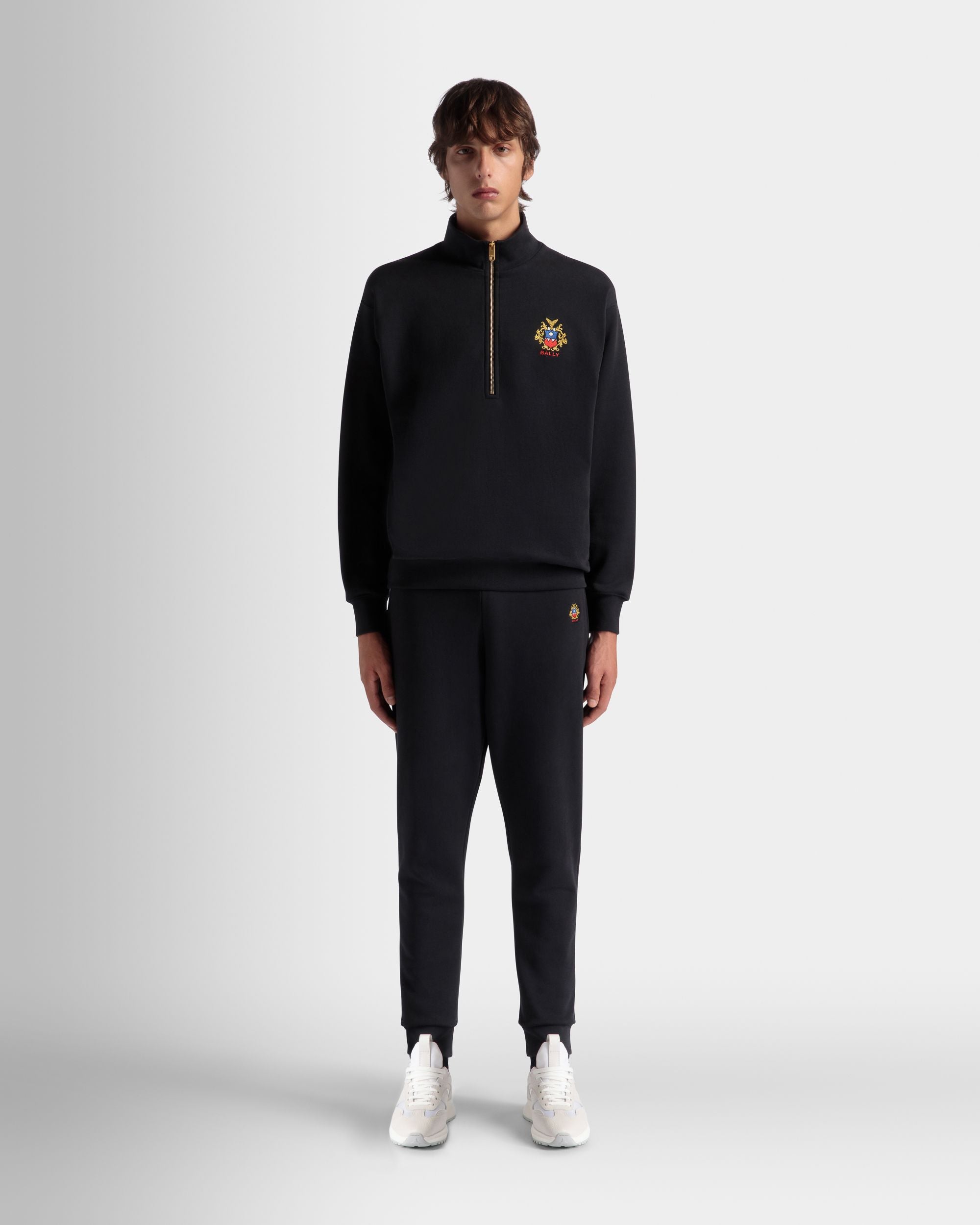 Sudadera De Media Cremallera Con Logotipo Bally Crest De Algodón Navy Blue - Hombre - Bally - 02