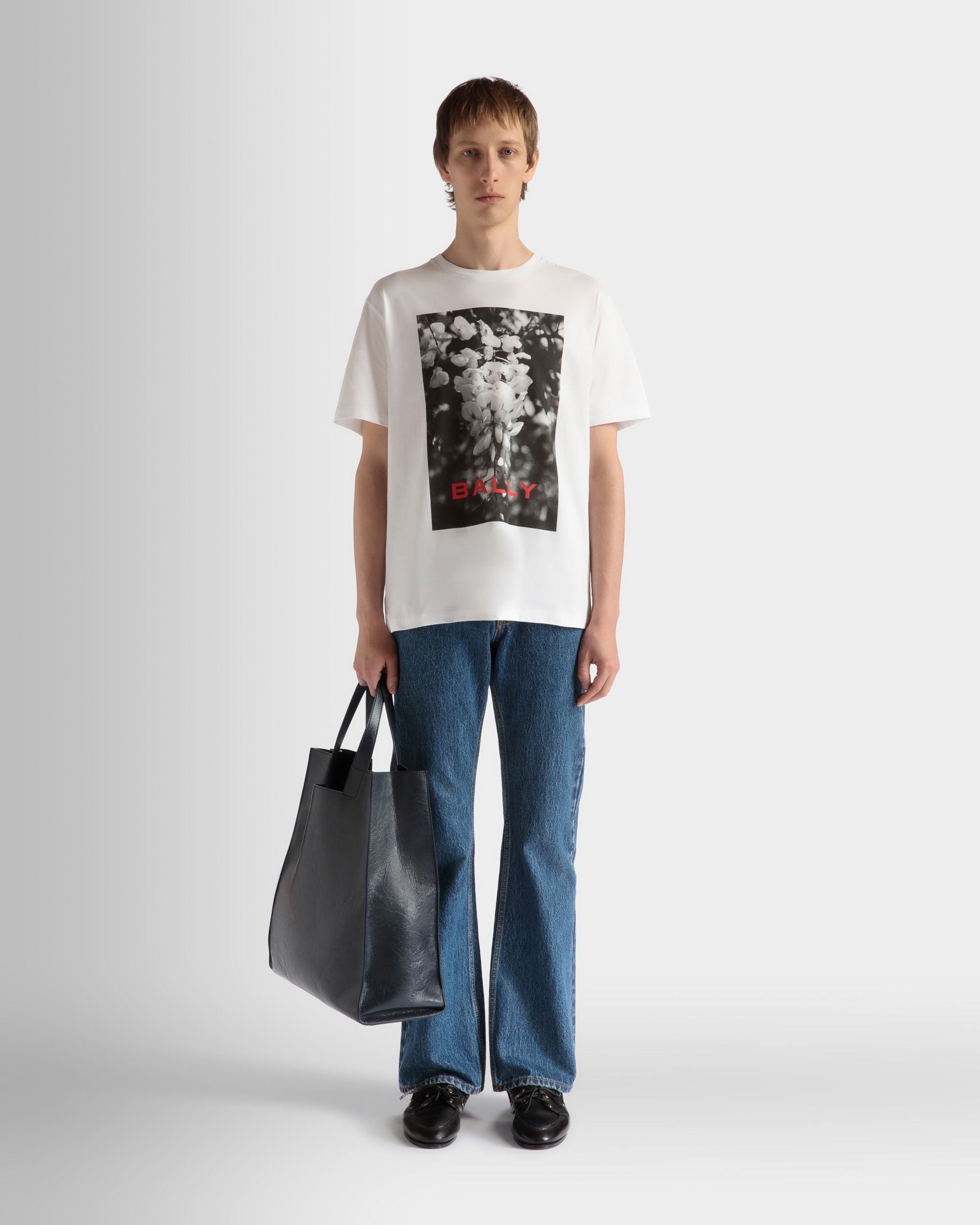 Camiseta De Algodón Blanco Con Estampado - Hombre - Bally - 02