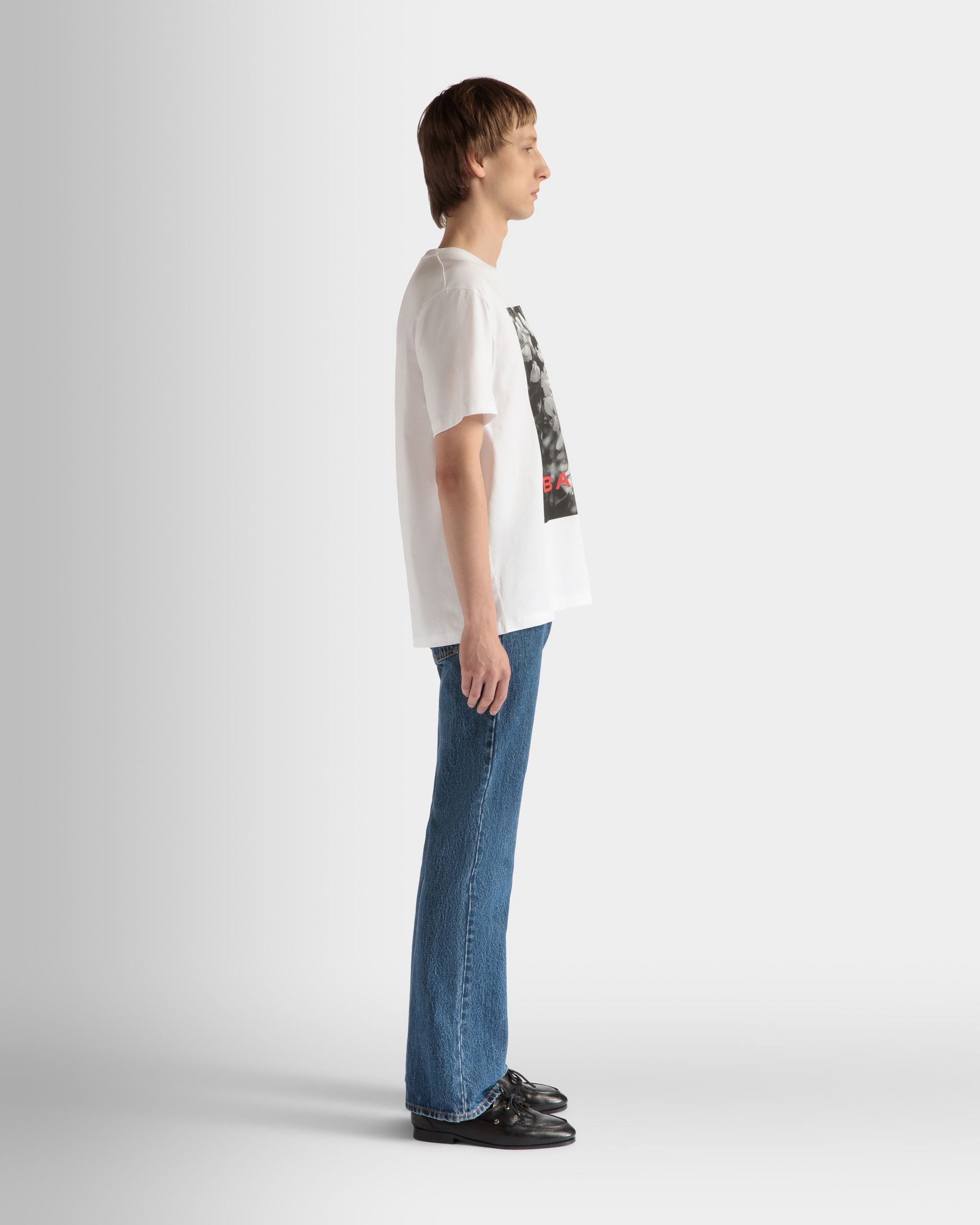 Camiseta De Algodón Blanco Con Estampado - Hombre - Bally - 05