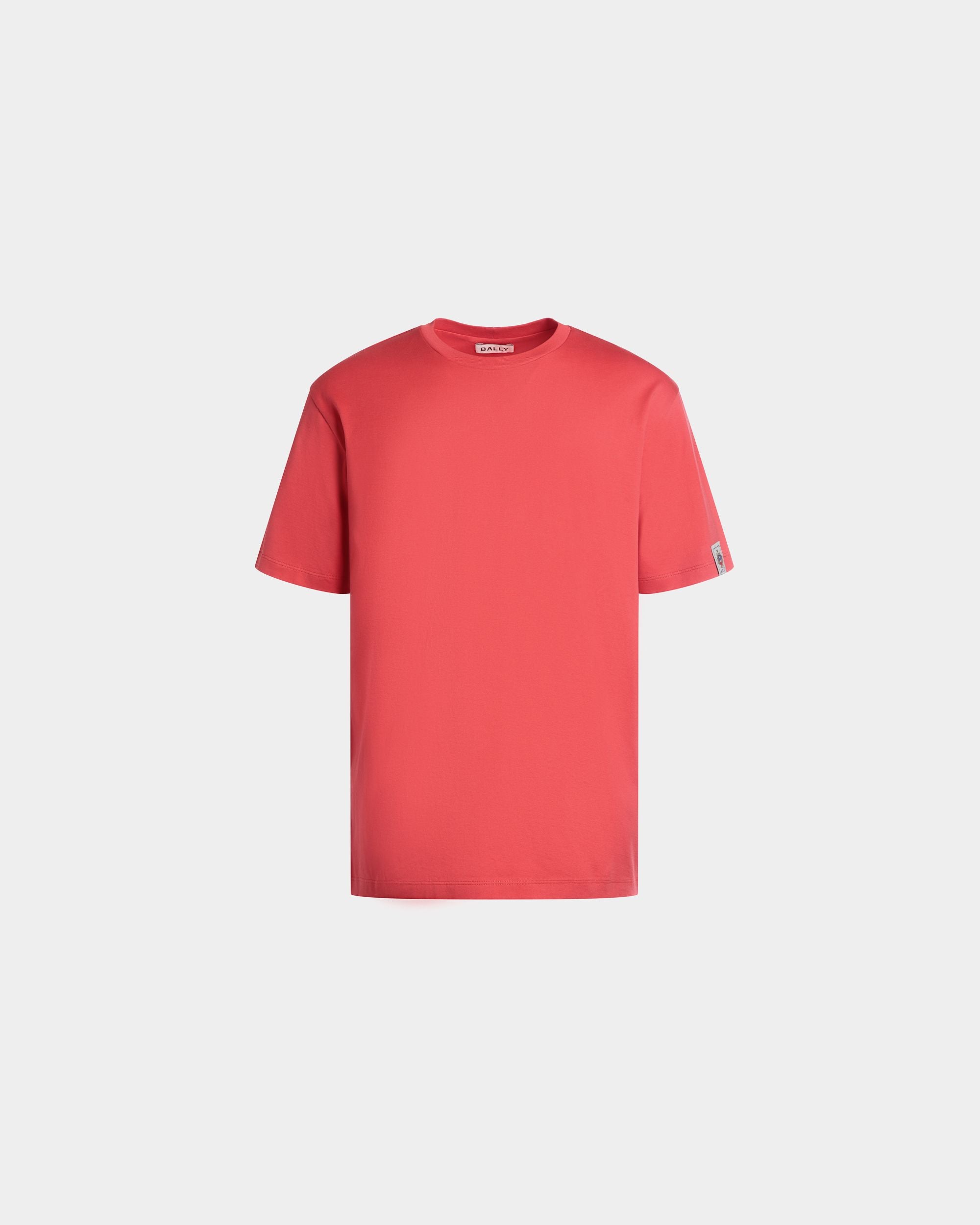 T-Shirt With a Bally Crest in Red Cotton - Men's - Bally - 01