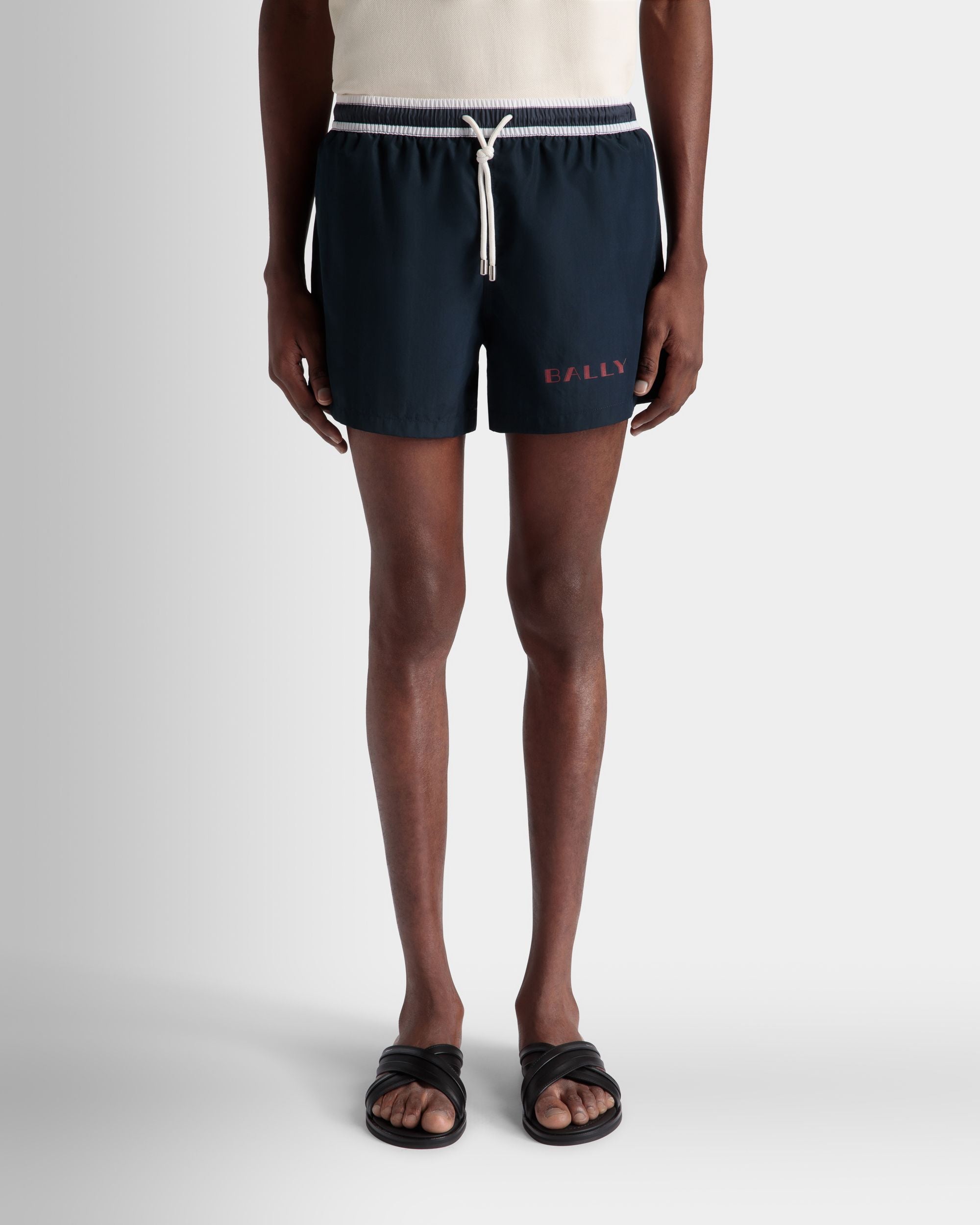 Summer Capsule Swimwear In Navy Blue Technical Popeline - Men's - Bally - 03