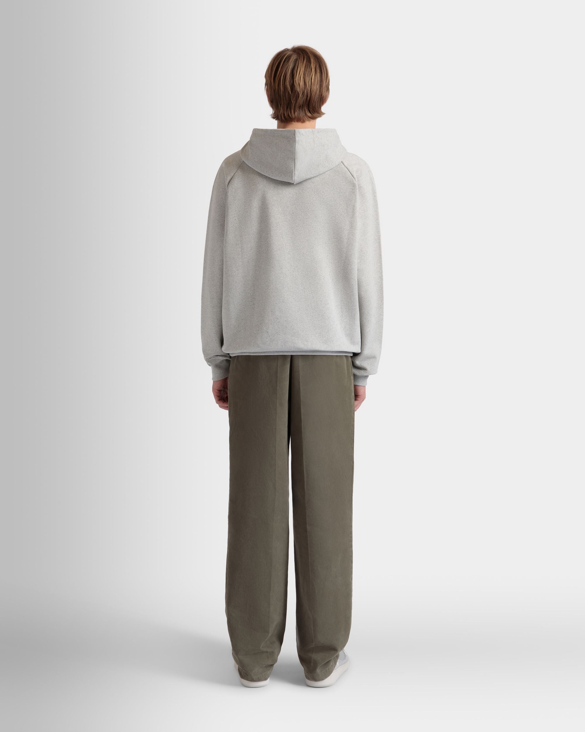 Hoodie With Bally Crest Label In Grey Melange Cotton - Men's - Bally - 06
