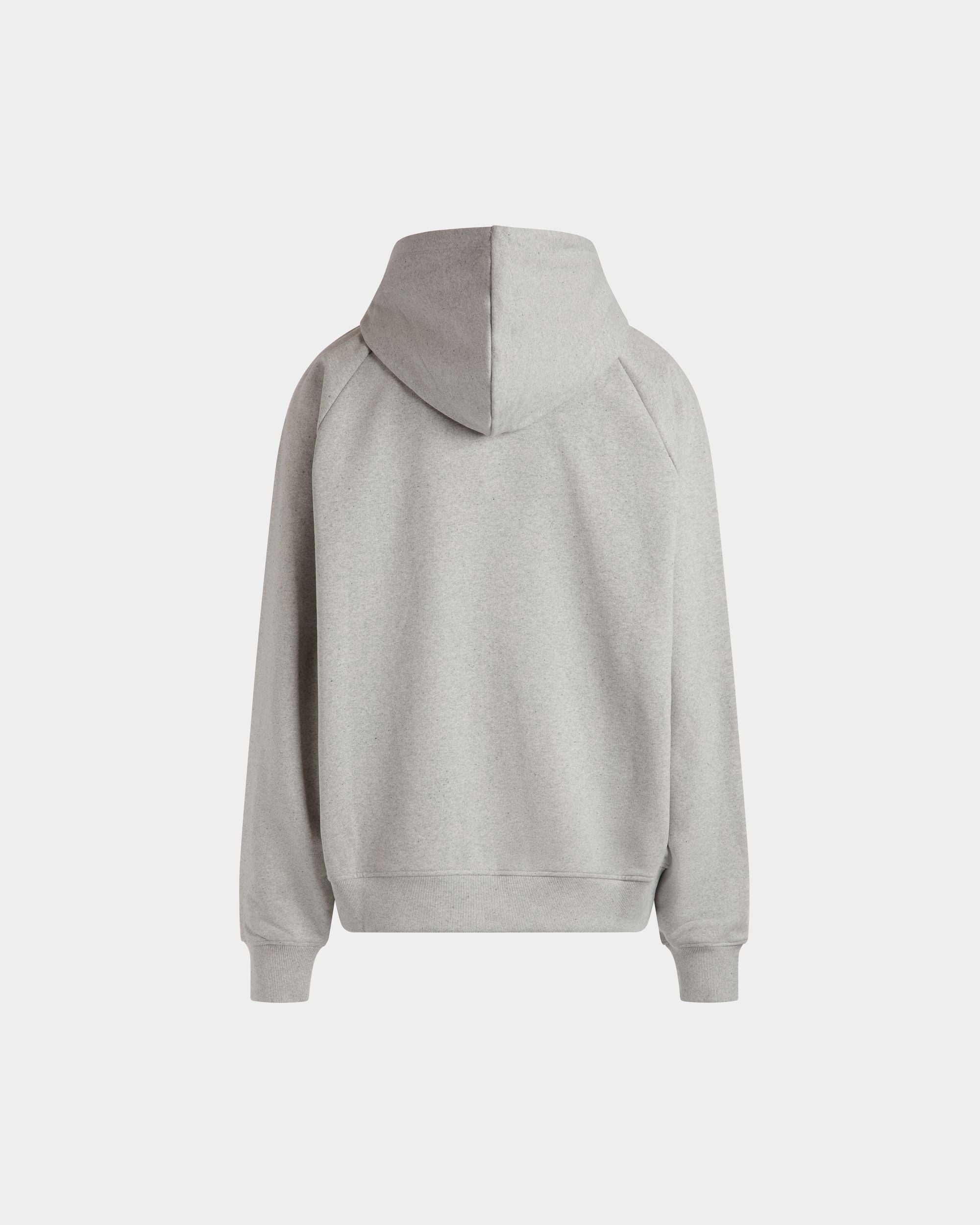 Hoodie With Bally Crest Label In Grey Melange Cotton - Men's - Bally - 07