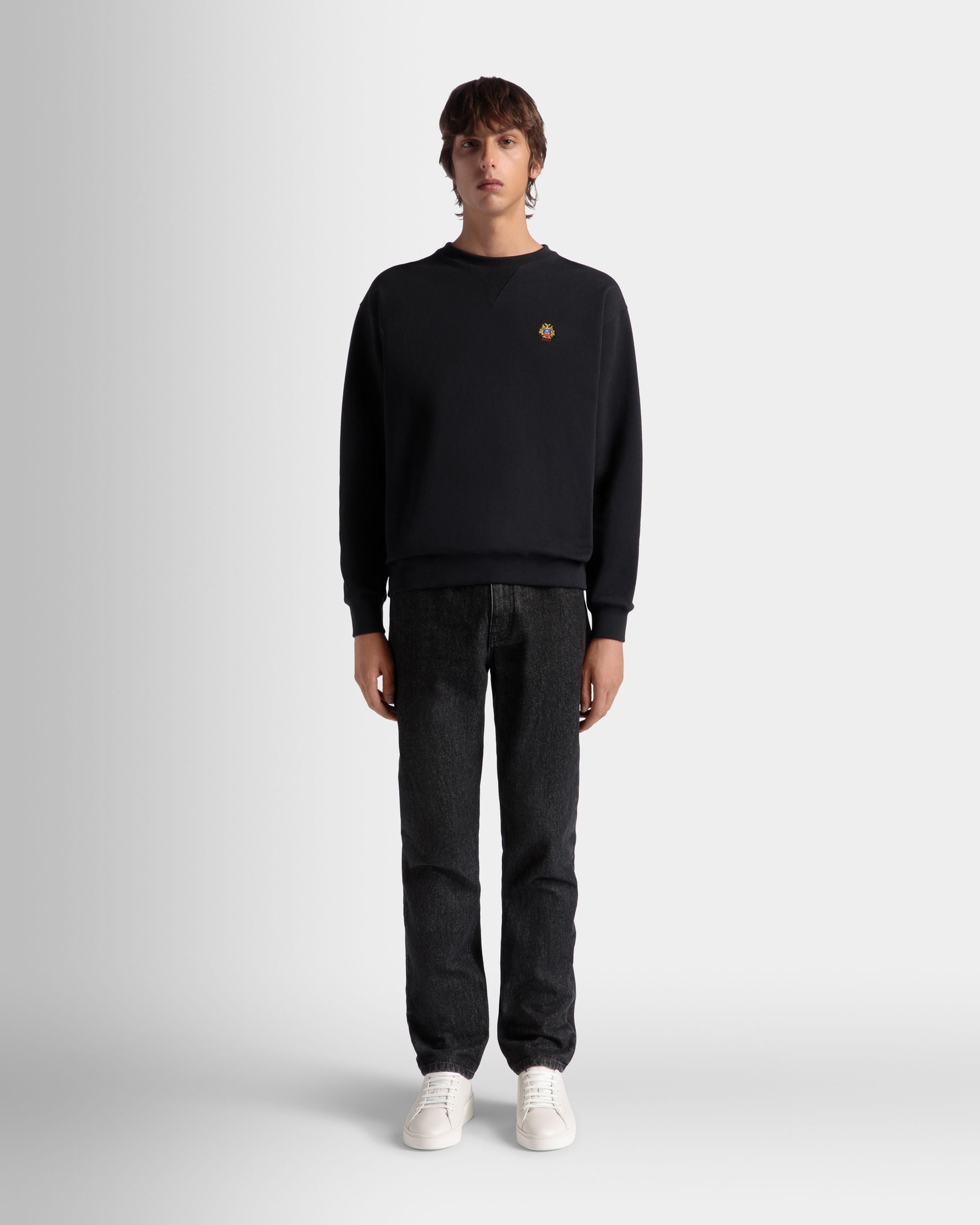 Sudadera De Cuello Redondo Con Logotipo Bally Crest De Algodón Navy Blue - Hombre - Bally - 02