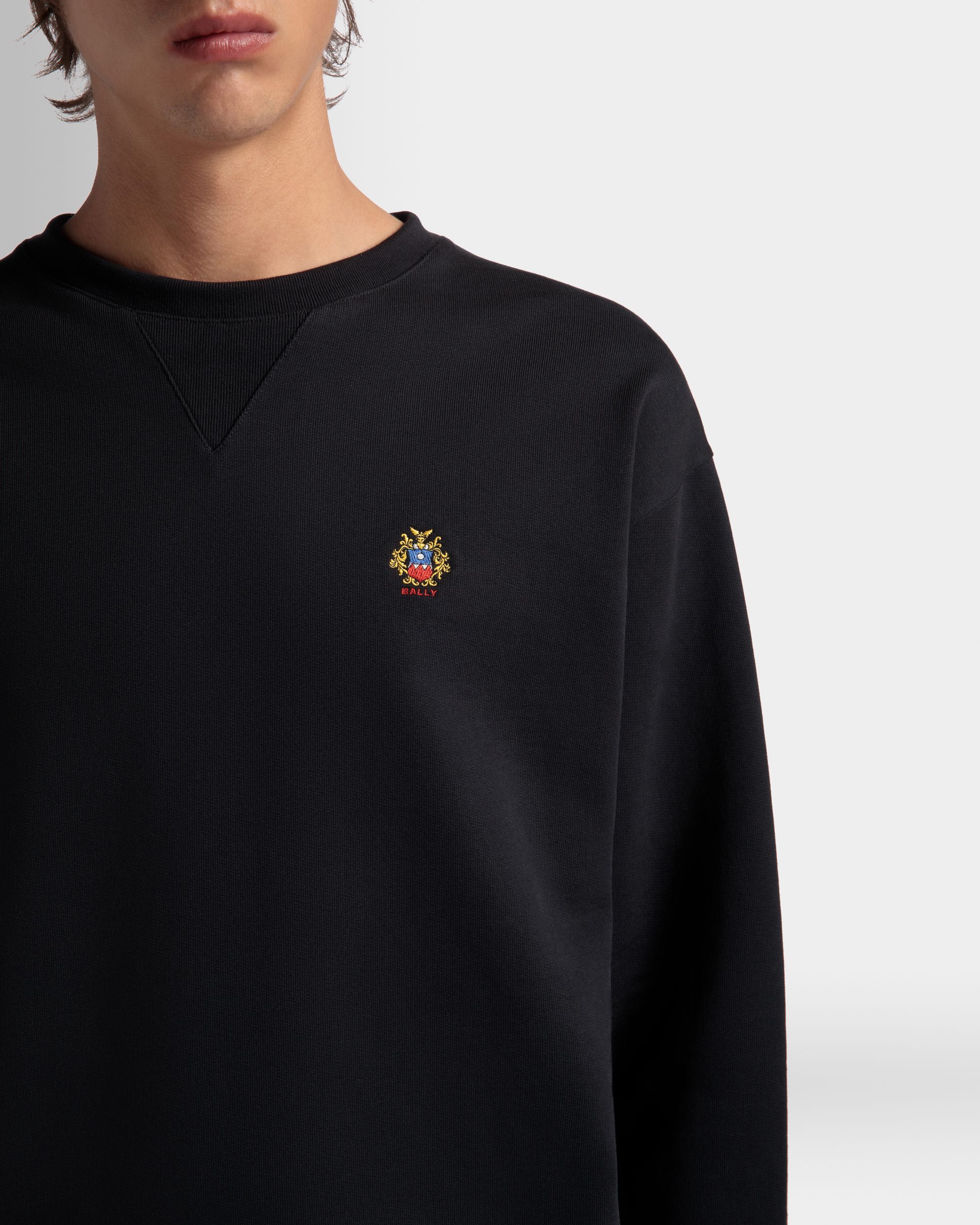 Sudadera De Cuello Redondo Con Logotipo Bally Crest De Algodón Navy Blue - Hombre - Bally - 03