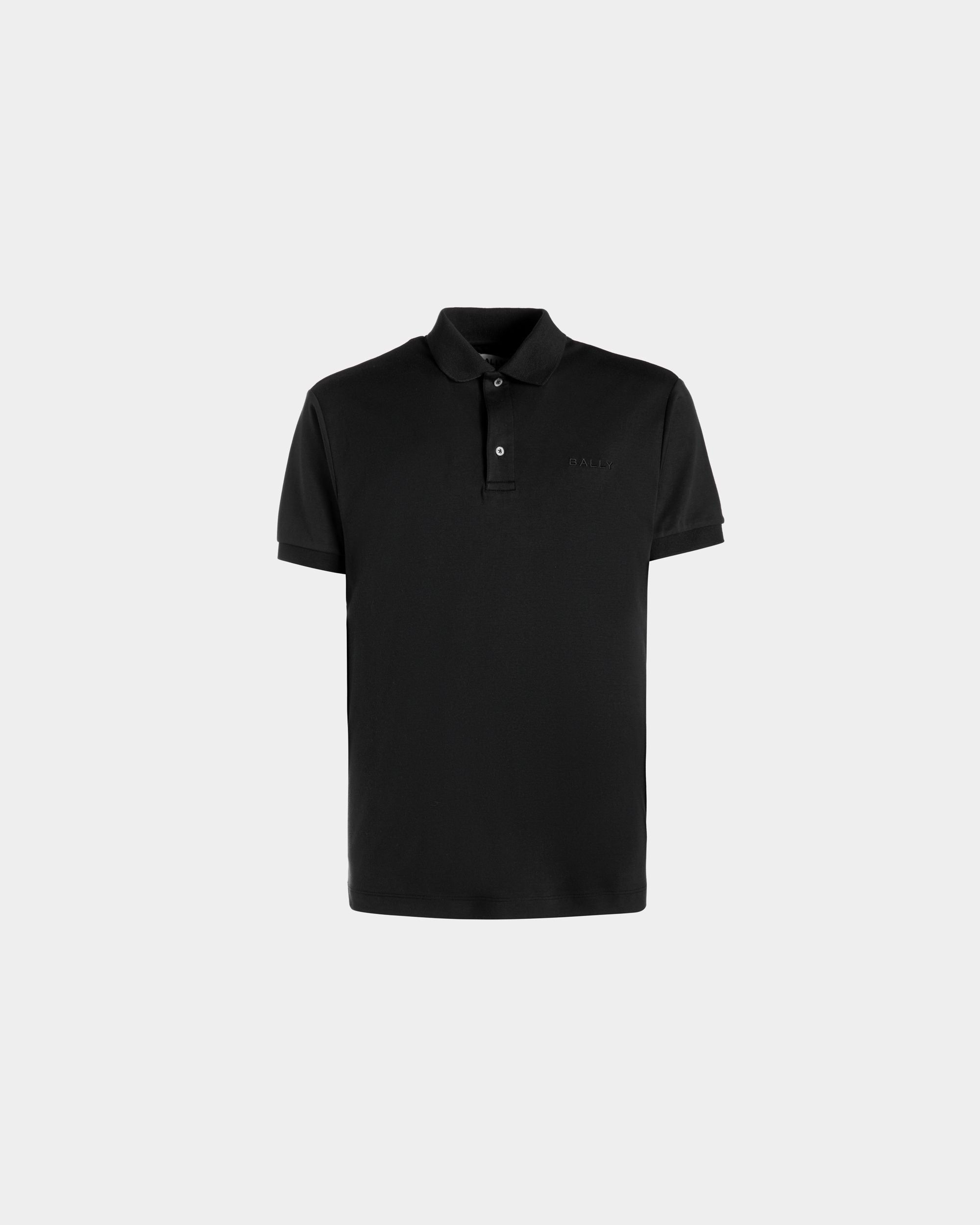 Polo Shirt With a Logo In a Black Cashmere Blend - Men's - Bally - 01