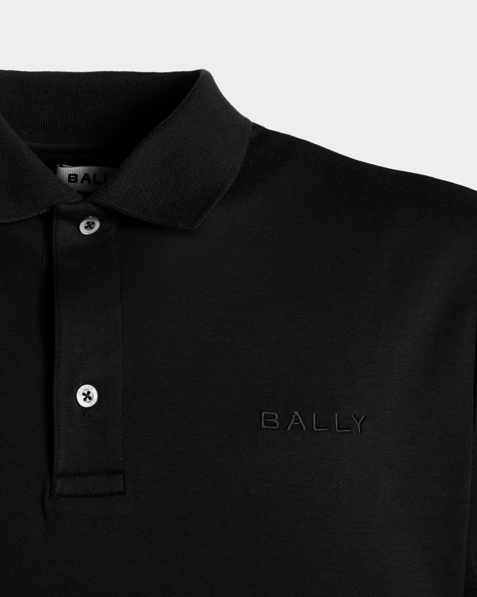 Polo Shirt With a Logo In a Black Cashmere Blend - Men's - Bally - 02