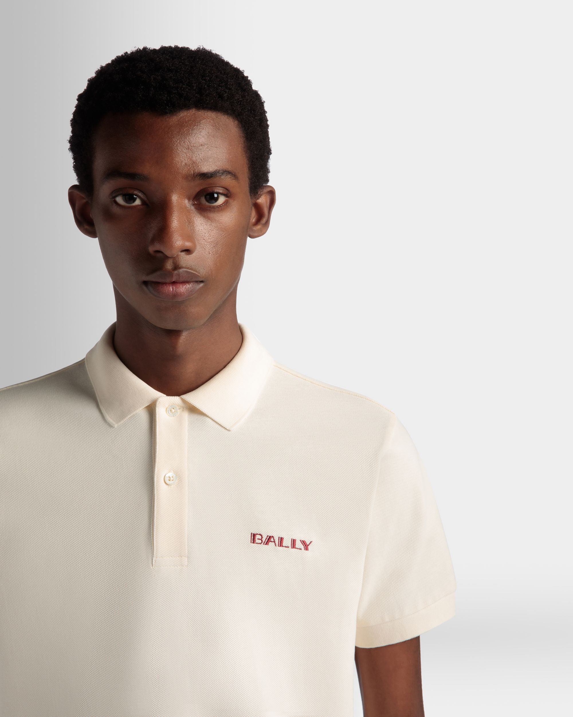 Summer Capsule Polo Shirt In White Cotton - Men's - Bally - 04