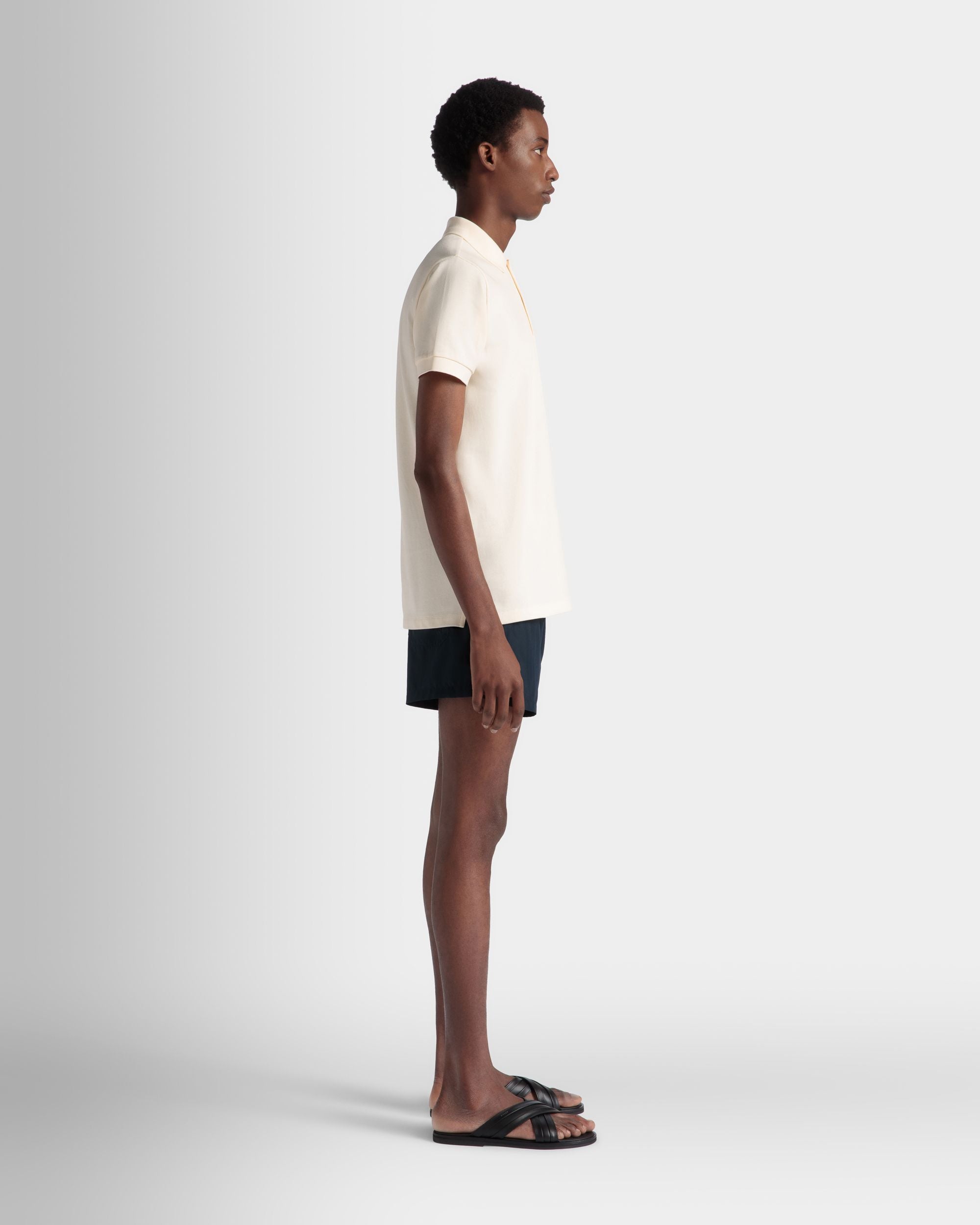 Summer Capsule Polo Shirt In White Cotton - Men's - Bally - 06
