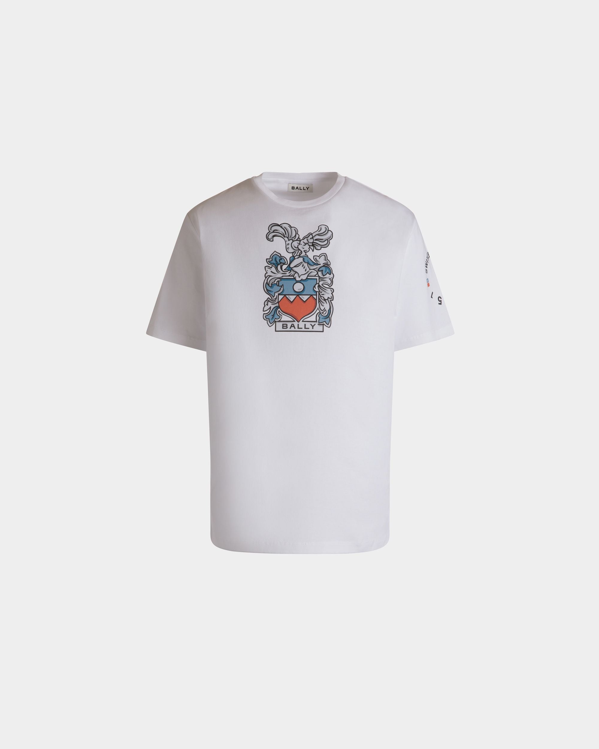 Camiseta De Algodón Blanco Con Escudo Bally Crest - Hombre - Bally - 01