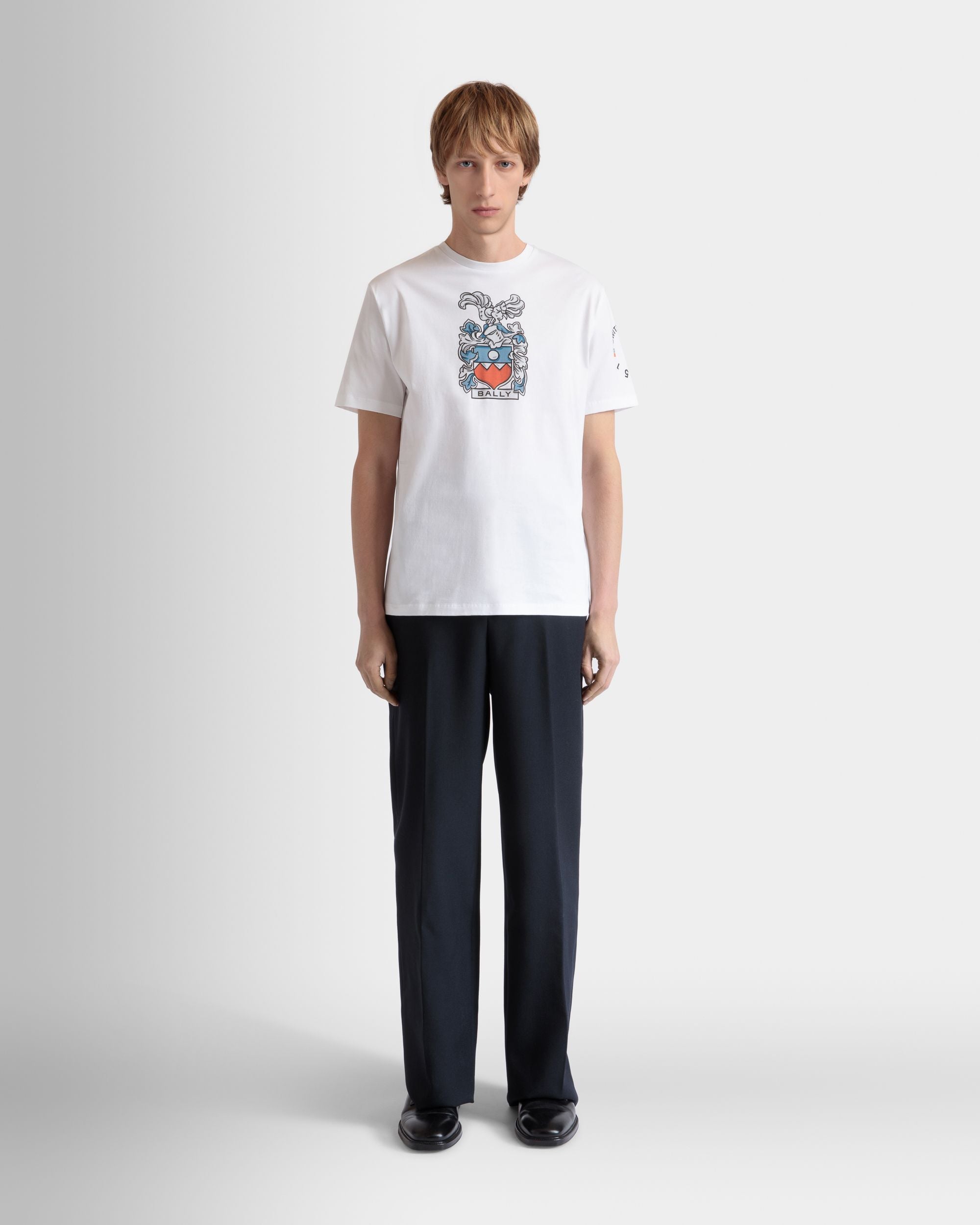 Camiseta De Algodón Blanco Con Escudo Bally Crest - Hombre - Bally - 06