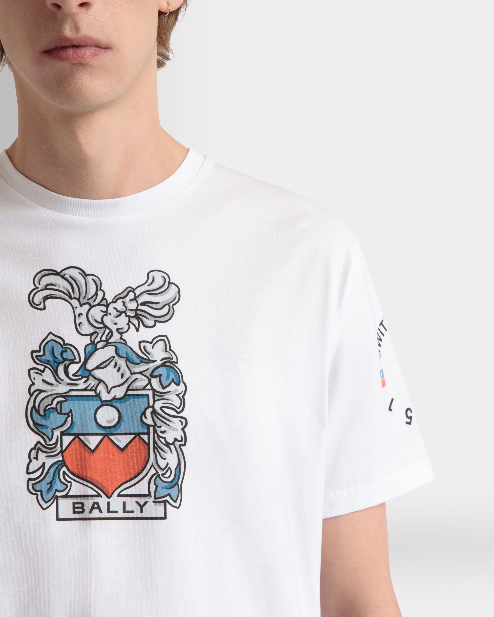 Camiseta De Algodón Blanco Con Escudo Bally Crest - Hombre - Bally - 08