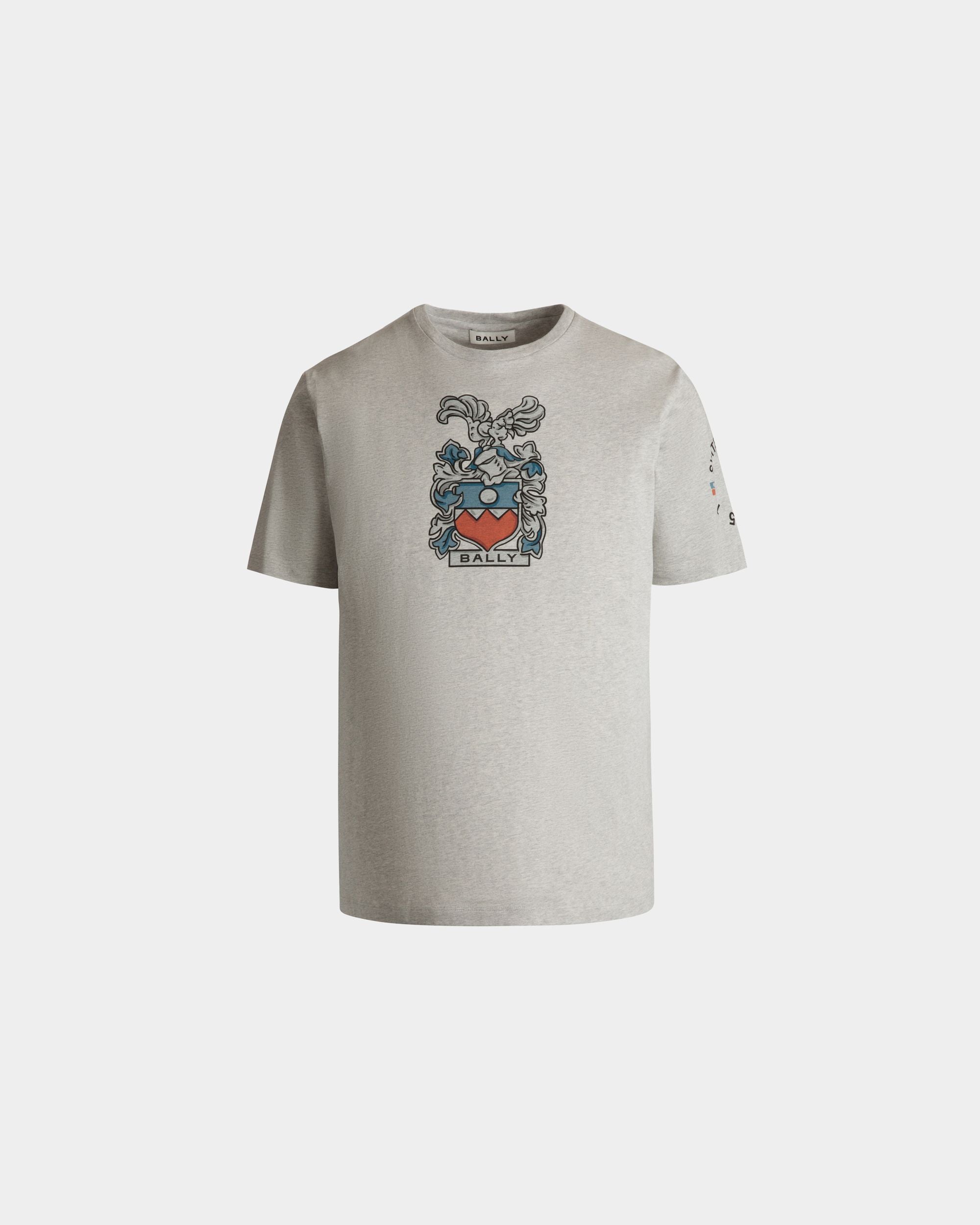 Camiseta Con Escudo Bally Crest De Algodón Grey Melange - Hombre - Bally - 01