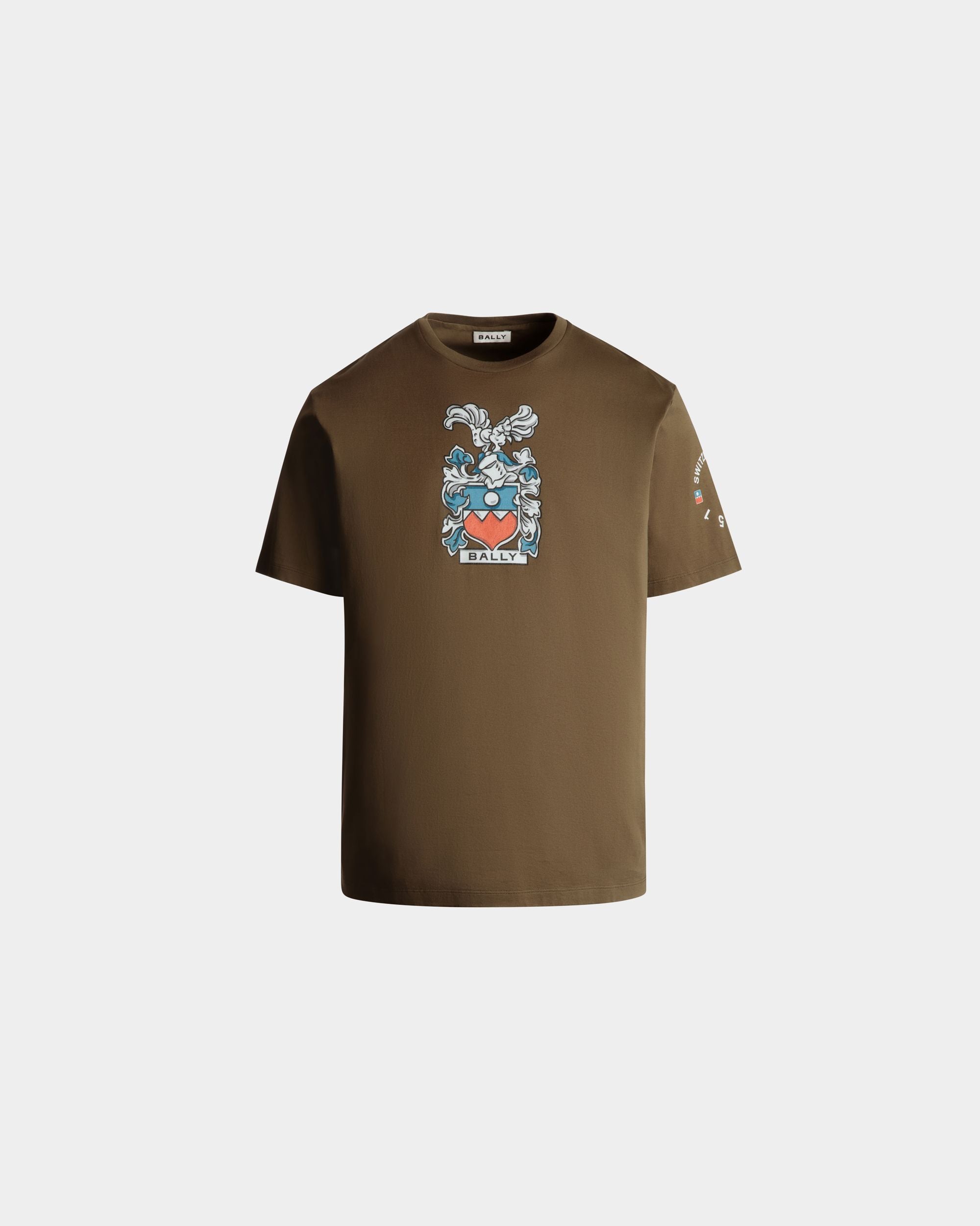Camiseta Con Escudo Bally Crest De Algodón Marrón - Hombre - Bally - 01