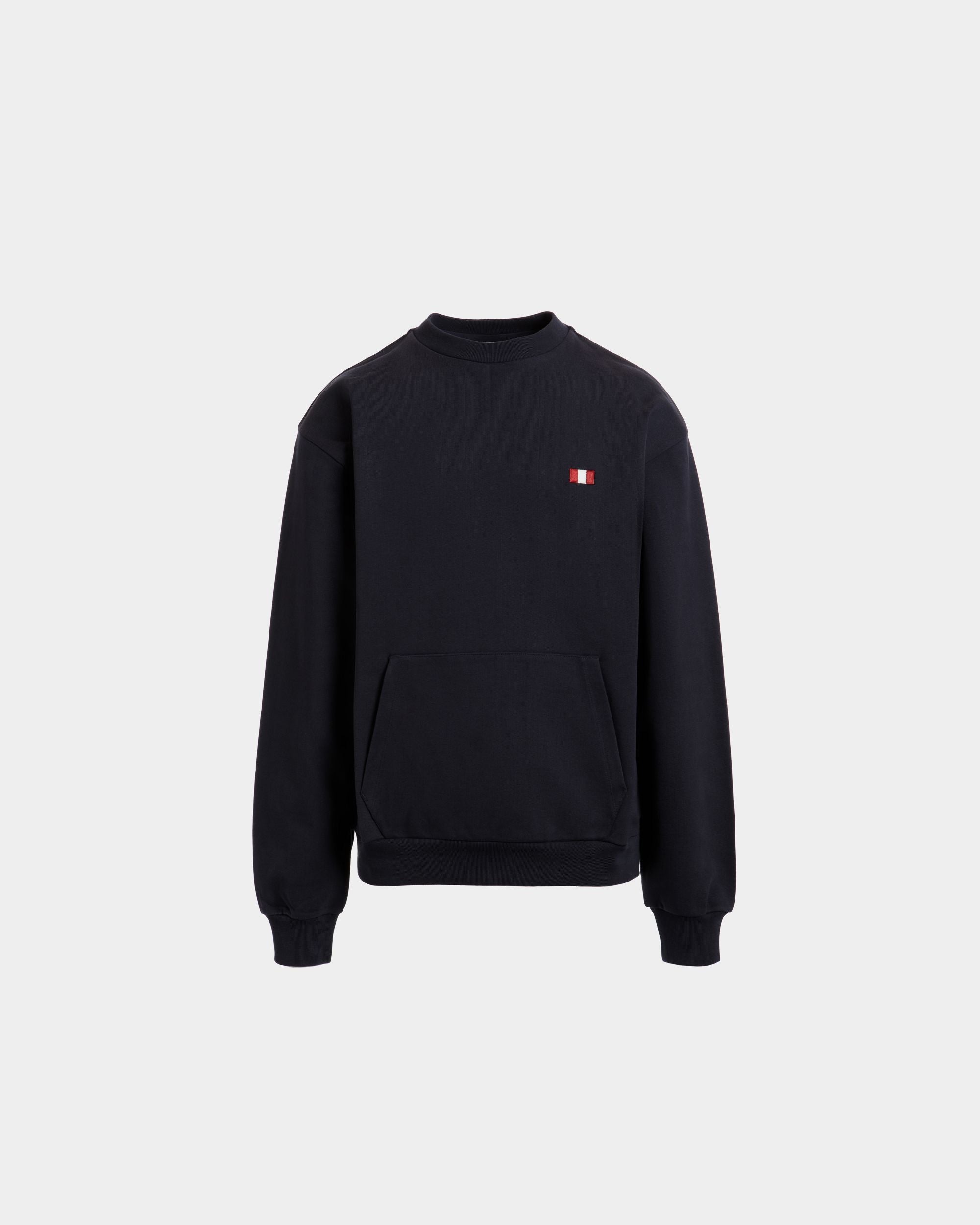 Sudadera De Cuello Redondo Con Bally Flag De Algodón Navy Blue - Hombre - Bally - 01