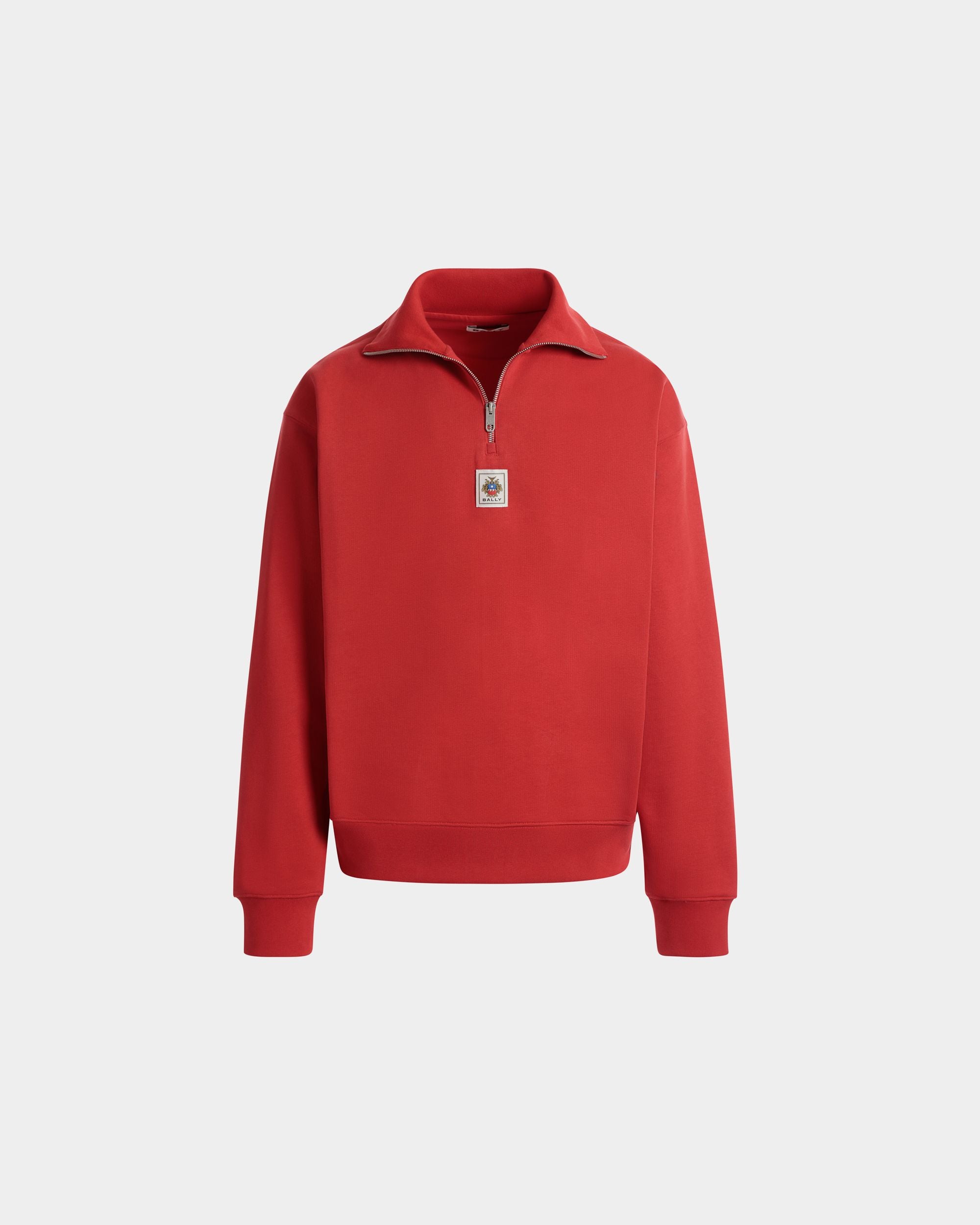 Sudadera De Algodón Rojo Con Cremallera Corta - Hombre - Bally - 01