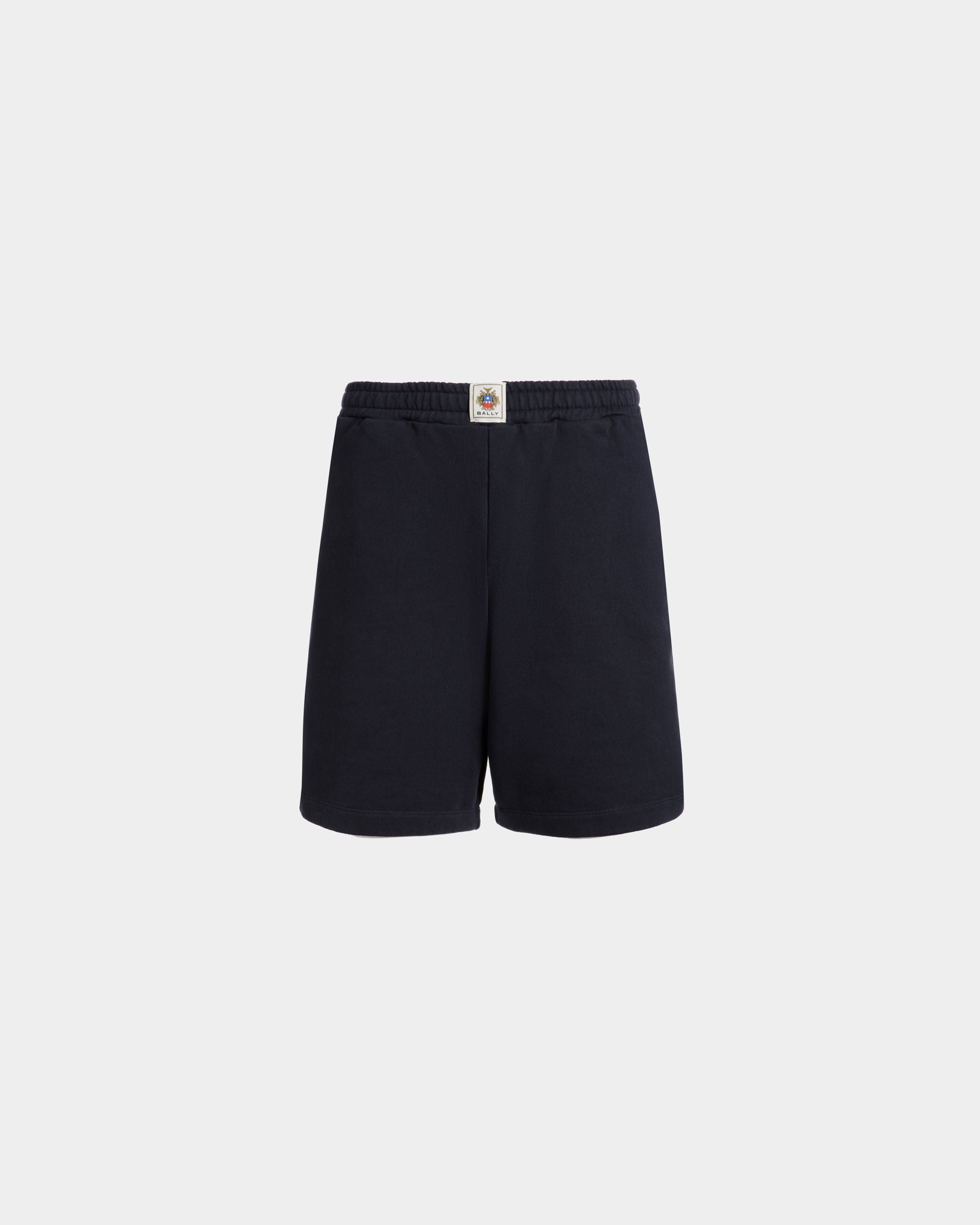 Shorts With a Bally Crest in Navy Blue Cotton - Hombre - Bally - 01