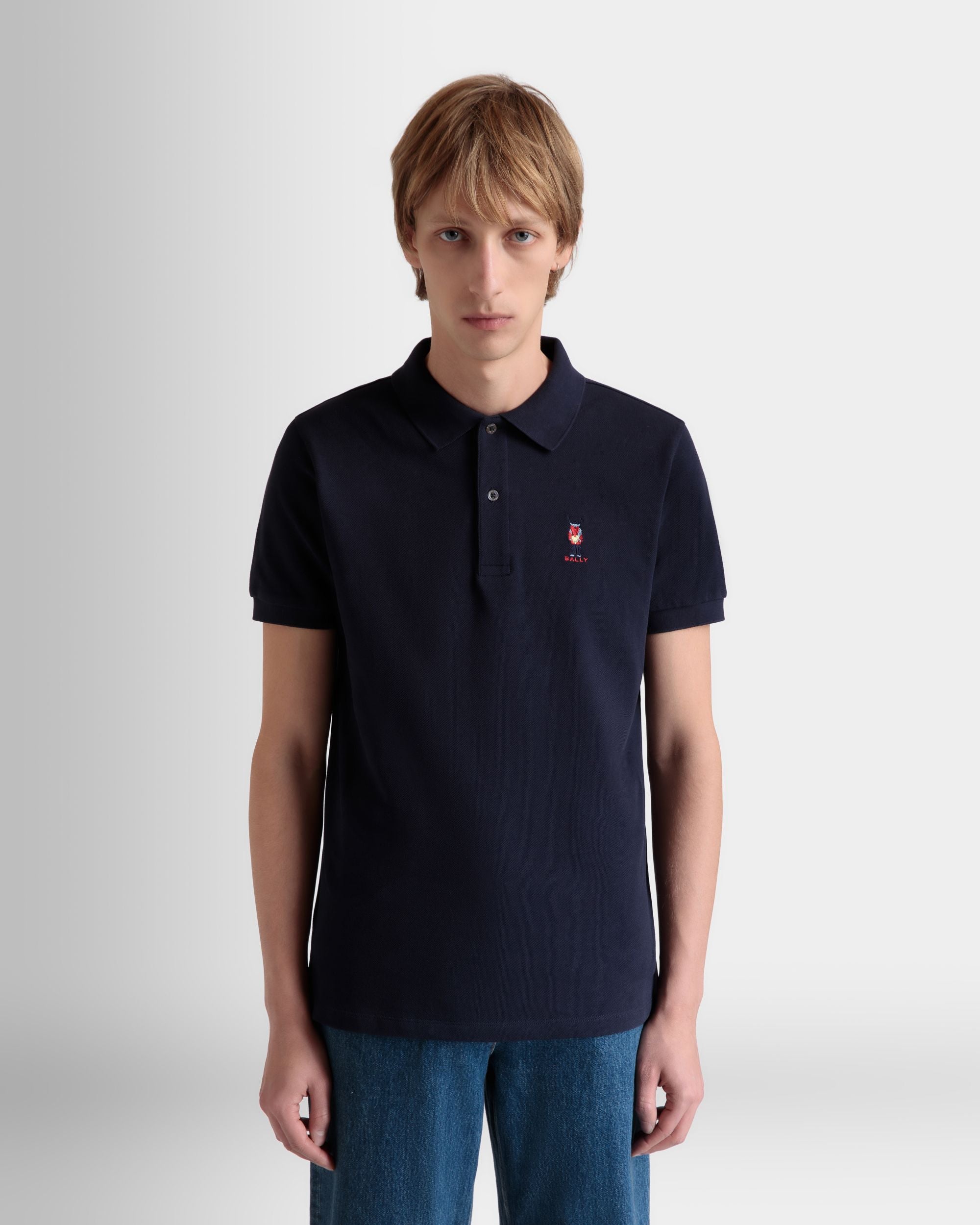 Polo De Algodón Navy Blue Con Forest Mask - Hombre - Bally - 03